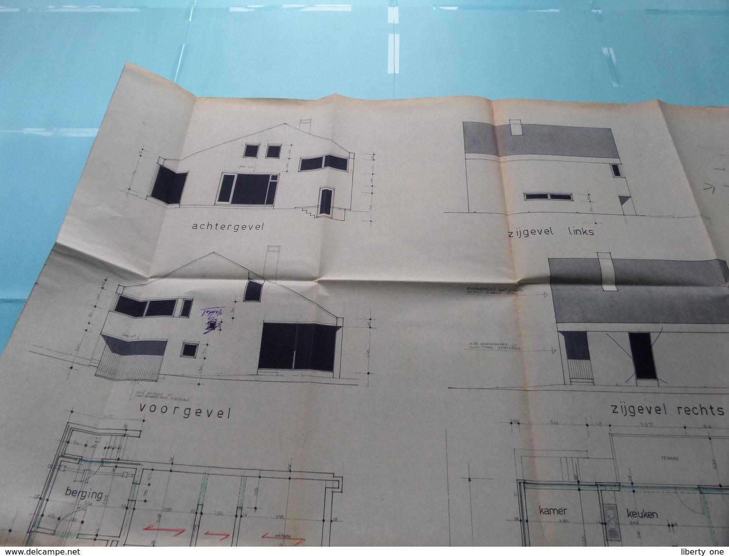 MACHELEN Lindegaarde Plan/Schaal 1/50 - 1/500 - 1/1000 ( Zie foto's > Arch. Van den Branden ) Anno 1974 !