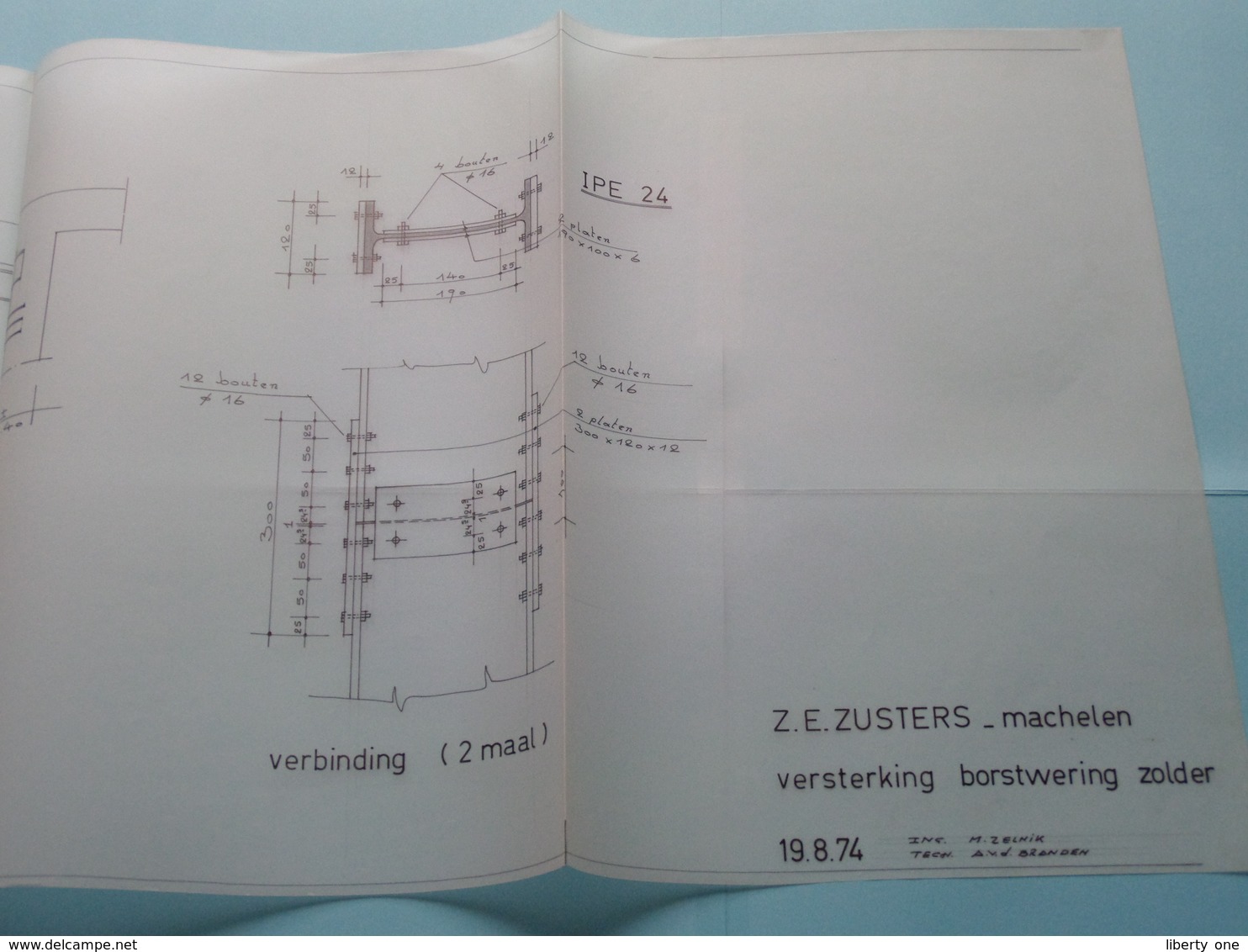 MACHELEN ( Z.E.Zusters ) Plan Versterking Borstwering Zolder ( Zie Foto's > Arch. Van Den Branden ) Anno 1974 ! - Architektur