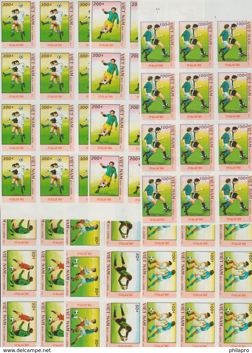 VIETNAM  1990 -12 Complete Sets- IMPERF / NON DENT  FOOTBALL ITALIE 90    **MNH - 1990 – Italie