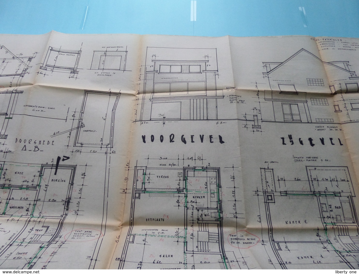 MACHELEN ( Heirbaan 73 ) WOONHUIS Plan Schaal 2 cm.p.m. ( Zie foto's > Arch. Van den Branden ) Anno 1977 !