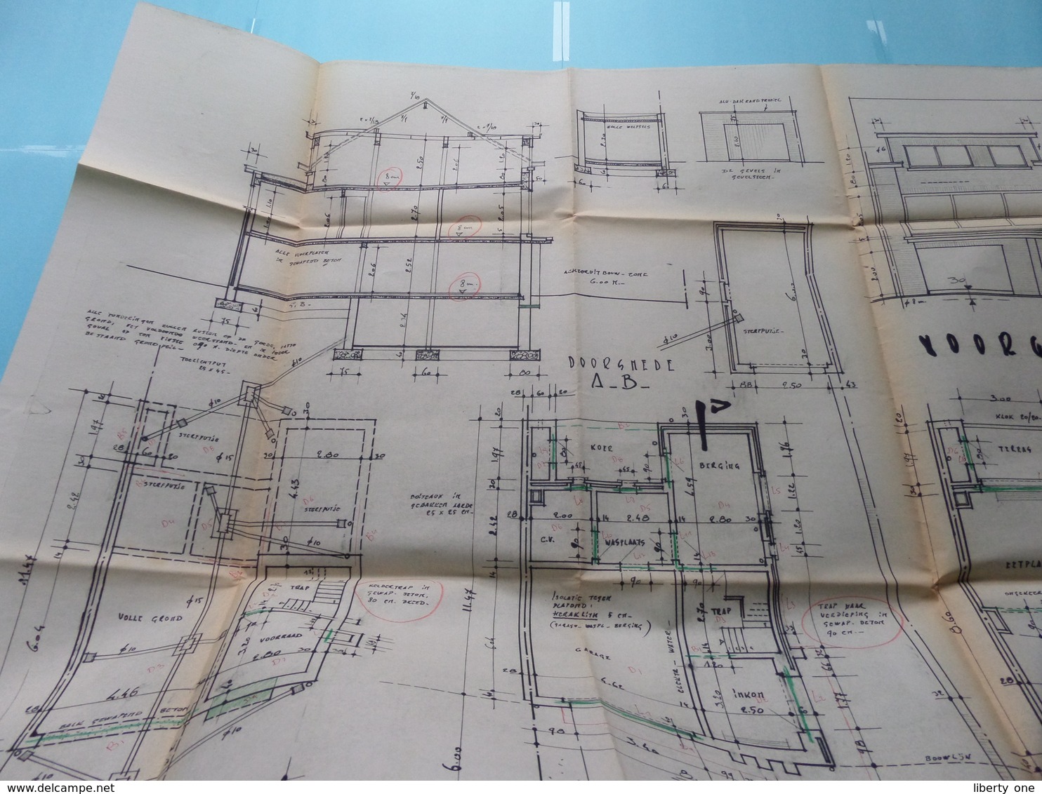 MACHELEN ( Heirbaan 73 ) WOONHUIS Plan Schaal 2 cm.p.m. ( Zie foto's > Arch. Van den Branden ) Anno 1977 !