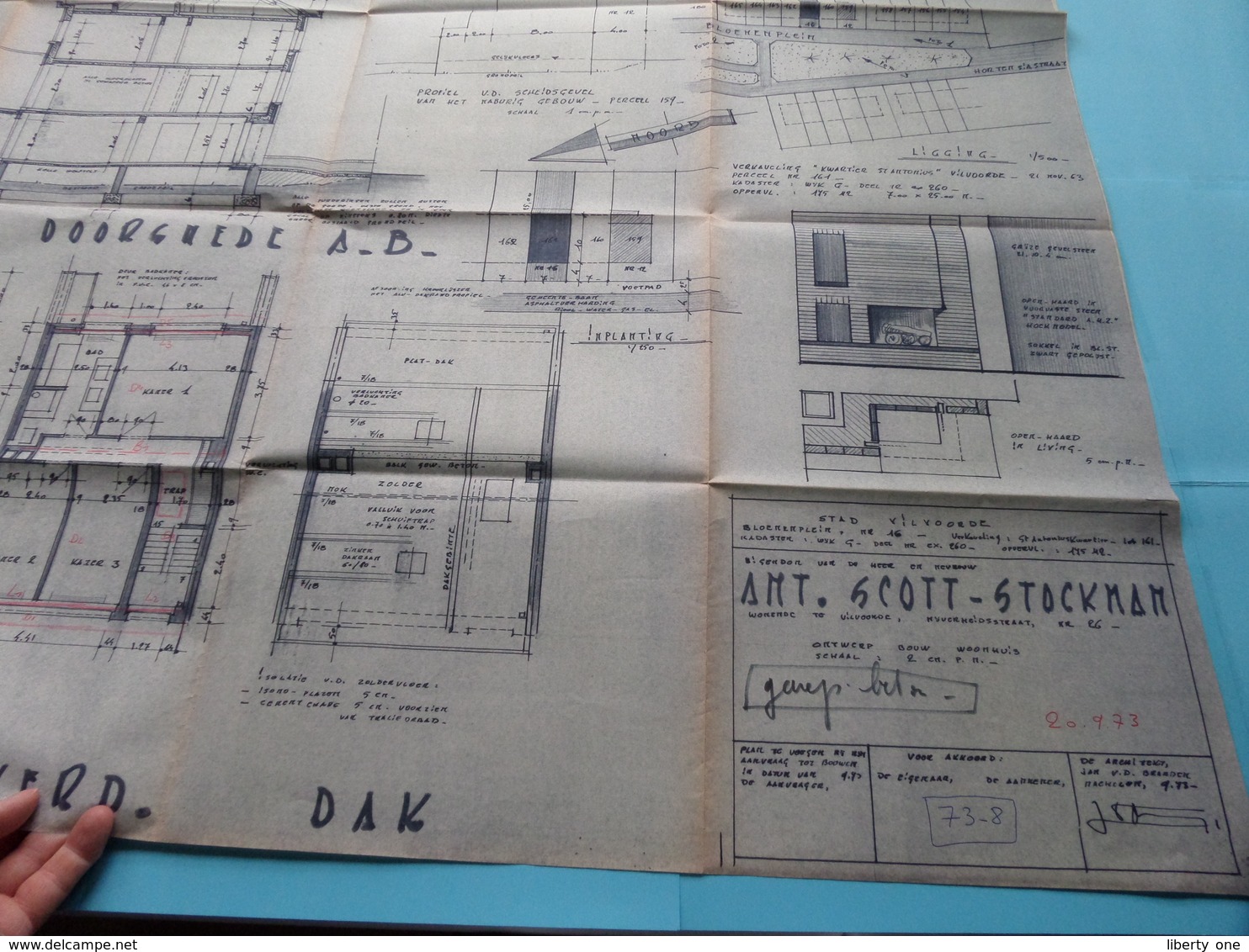 VILVOORDE ( Bloemenplein 16 ) WOONHUIS Plan Schaal 2 Cm.p.m. ( Zie Foto's > Arch. Van Den Branden ) Anno 1973 ! - Architektur