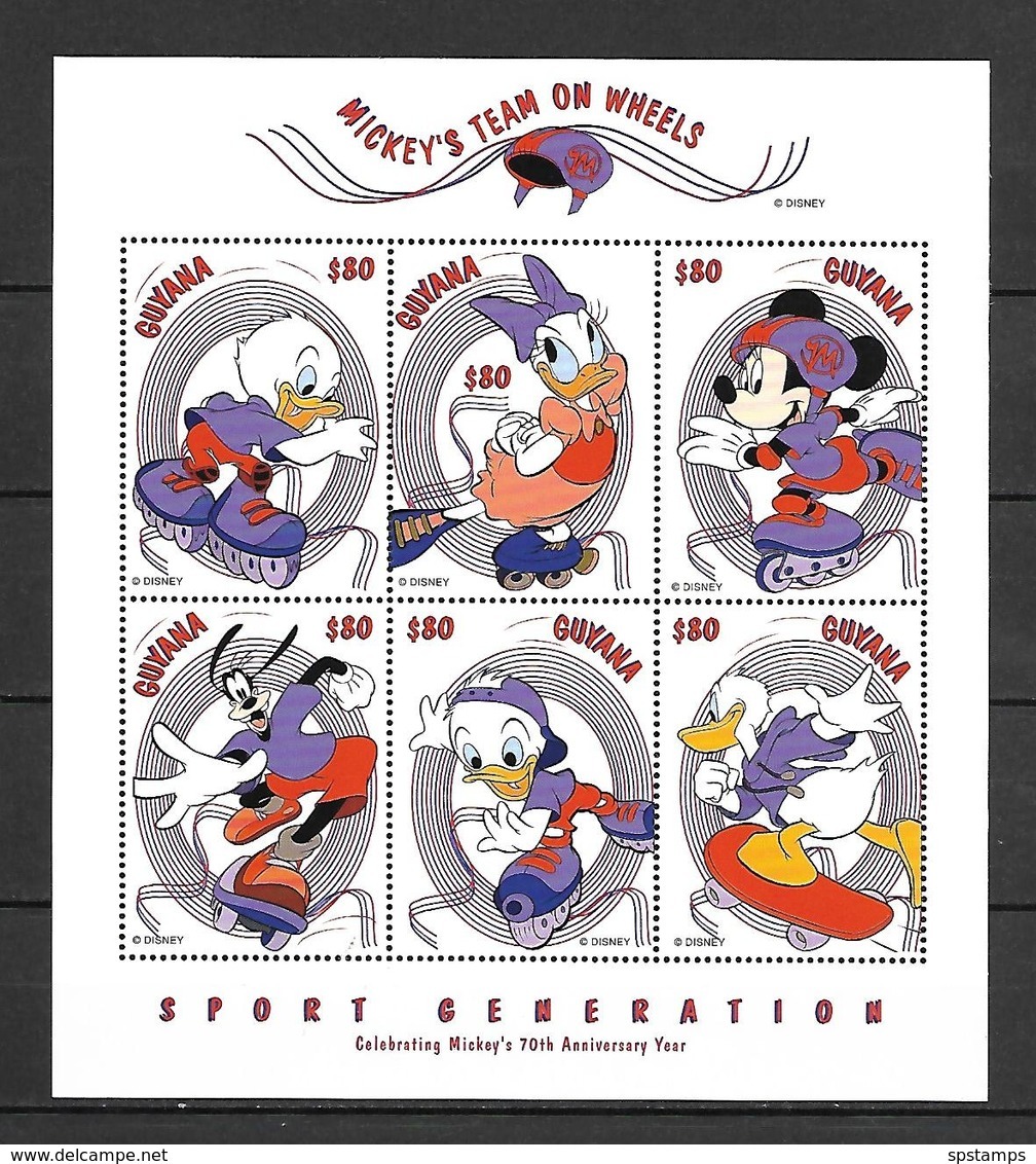 Disney Guyana 1999 Mickeys 70th Anniv Sheetlet #1 MNH - Disney