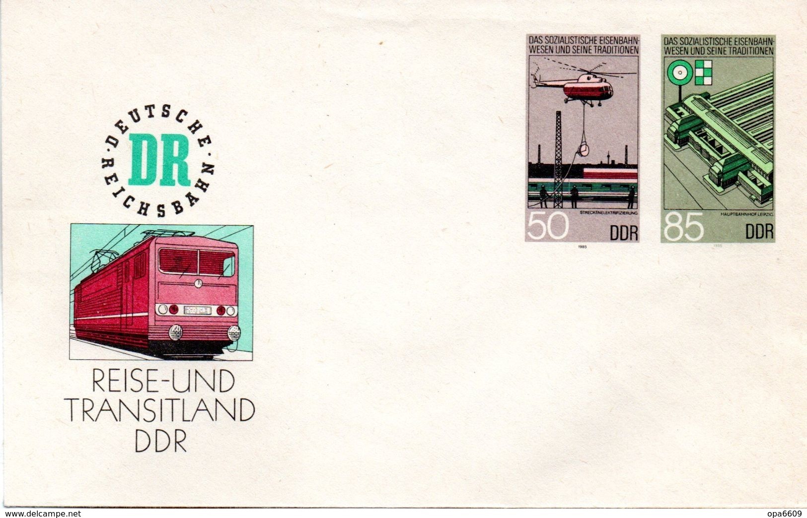 DDR Amtl. GZS-Umschlag U 3 50(Pf) Neben 85(Pf) Mehrfarbig "Sozialistisches Eisenbahnwesen" Ungebraucht - Covers - Mint