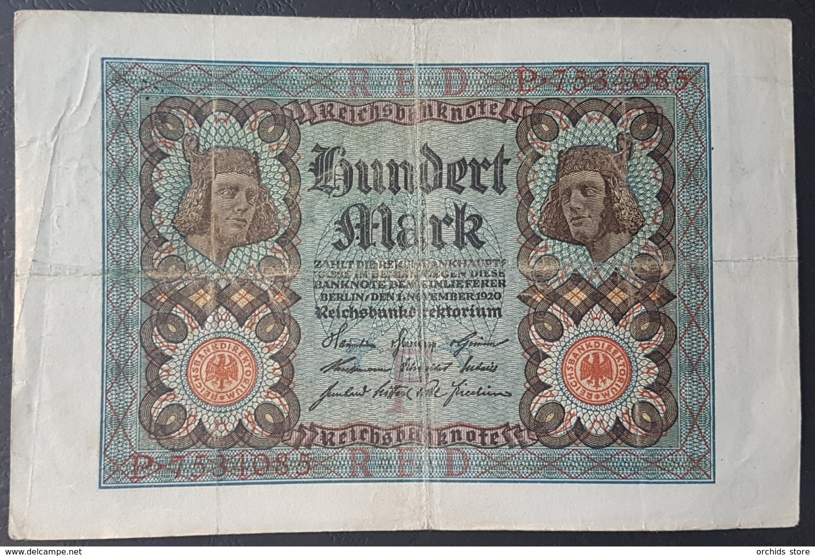 EBN5 - Germany 1920 Banknote 100 Mark Pick 69b #P.7534085 - 100 Mark