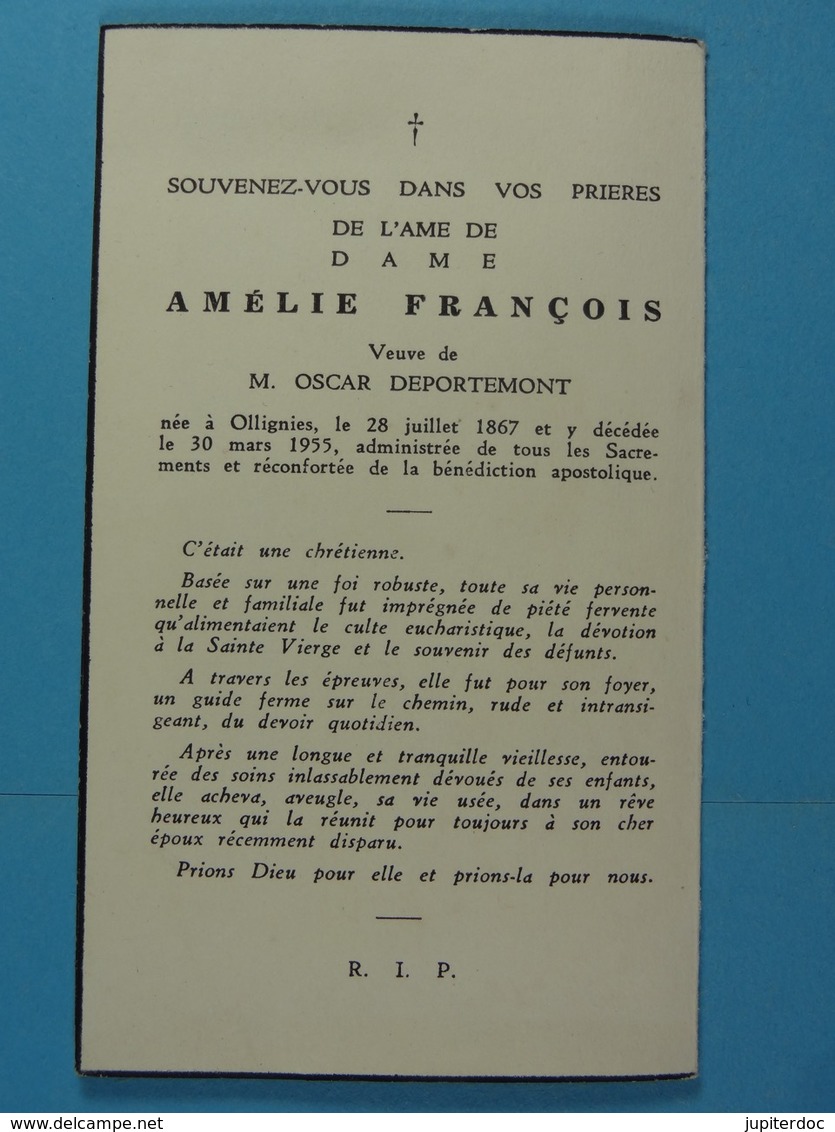 Amélie François Vve Deportemont Ollignies 1867 1955 - Images Religieuses