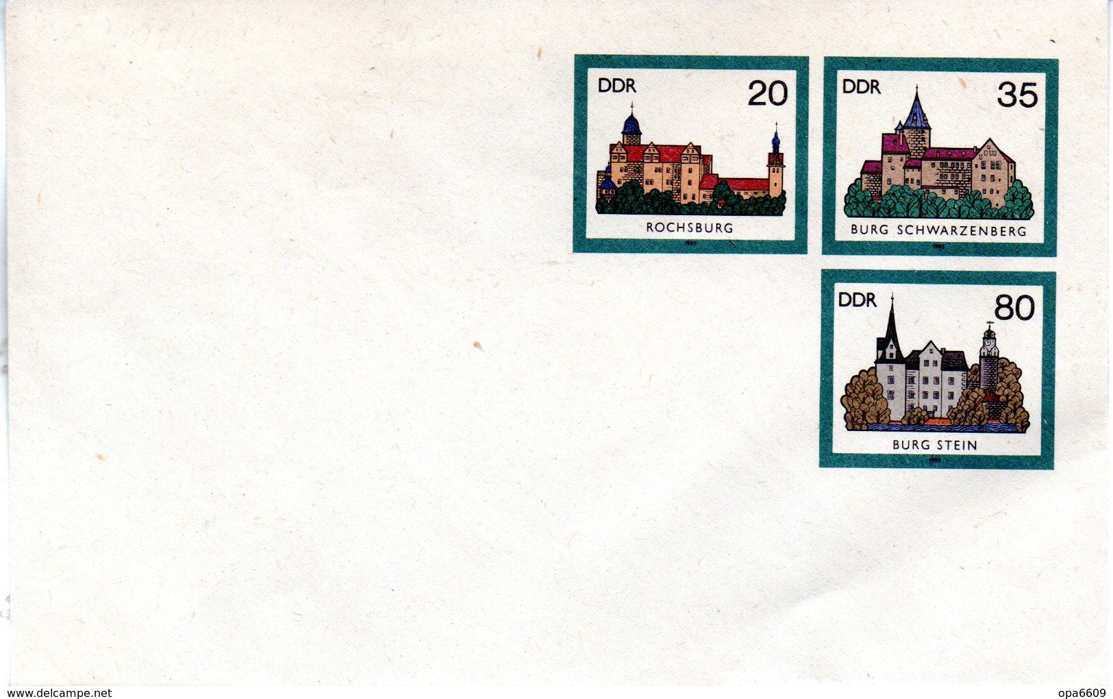 DDR Amtl. GZS-Umschlag U 2 20(Pf) Neben 35(Pf) Darunter 80(Pf) Mehrfarbig "Burgen Der DDR" Ungebraucht - Enveloppes - Neuves