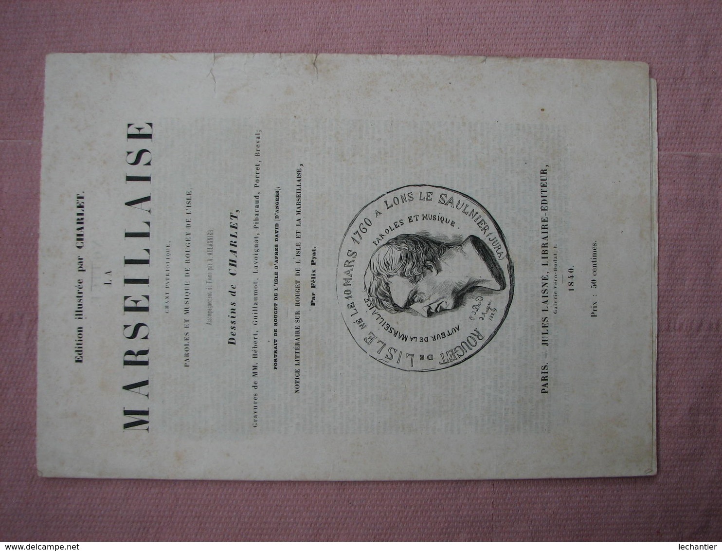 LA MARSEILLAISE Dessins De CHARLET 1840 Editions Jules Laisné 12 Pages 18X27 TBE - Documents Historiques