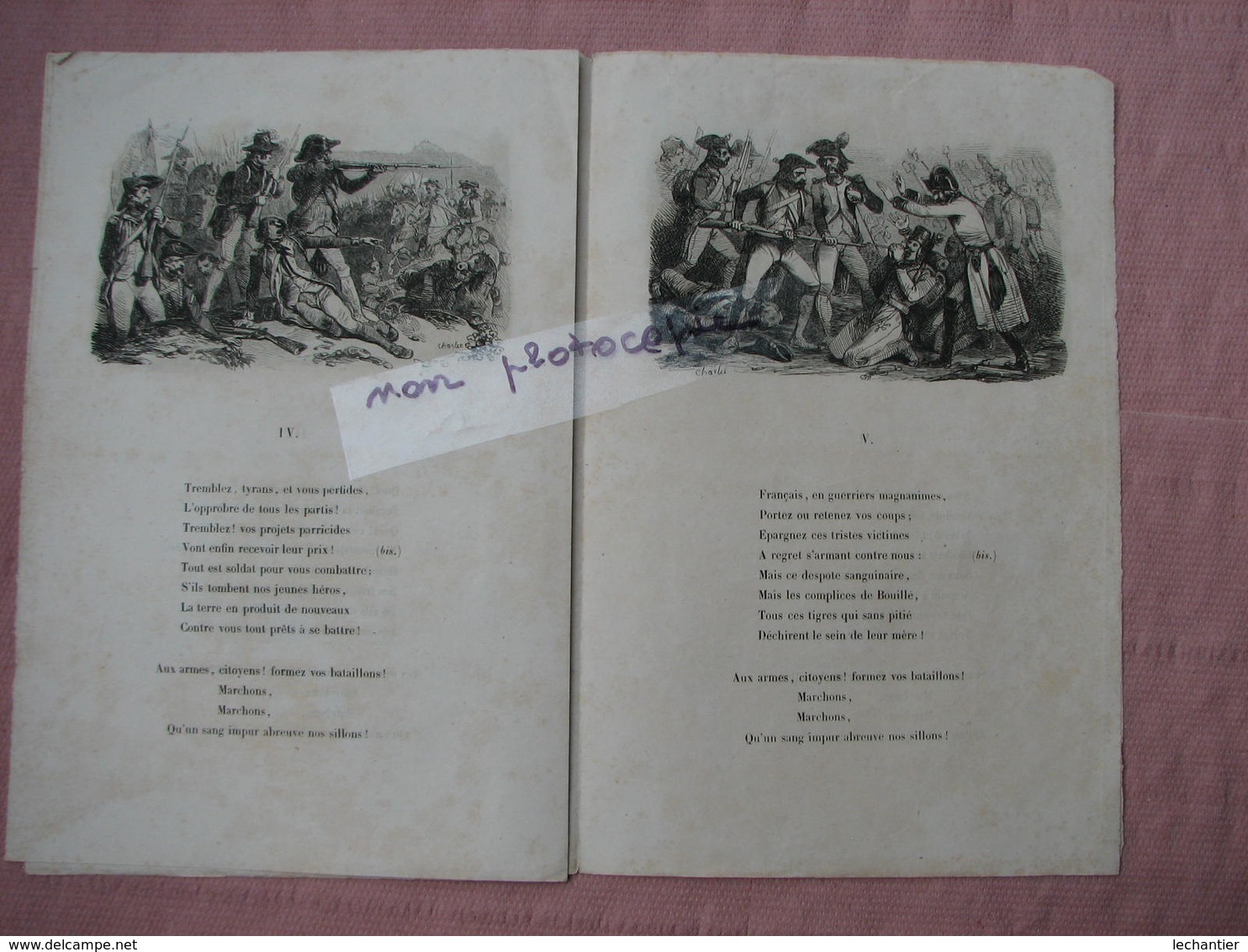 LA MARSEILLAISE dessins de CHARLET 1840 editions Jules Laisné 12 pages 18X27 TBE