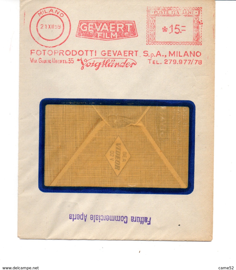 1959 Affrancatura Meccanica Rossa EMA Freistempel Milano GEVAERT Film Fotoprodotti Gevaert Materiale Fotografico Busta - Macchine Per Obliterare (EMA)