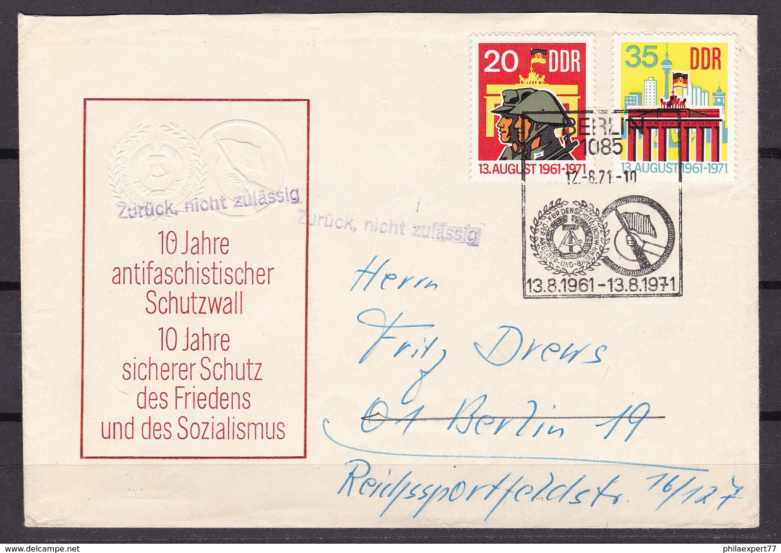 DDR - 1971 - Michel Nr. 1691/1692 - FDC - Stempel Zurück Nicht Zulässig - Gebraucht