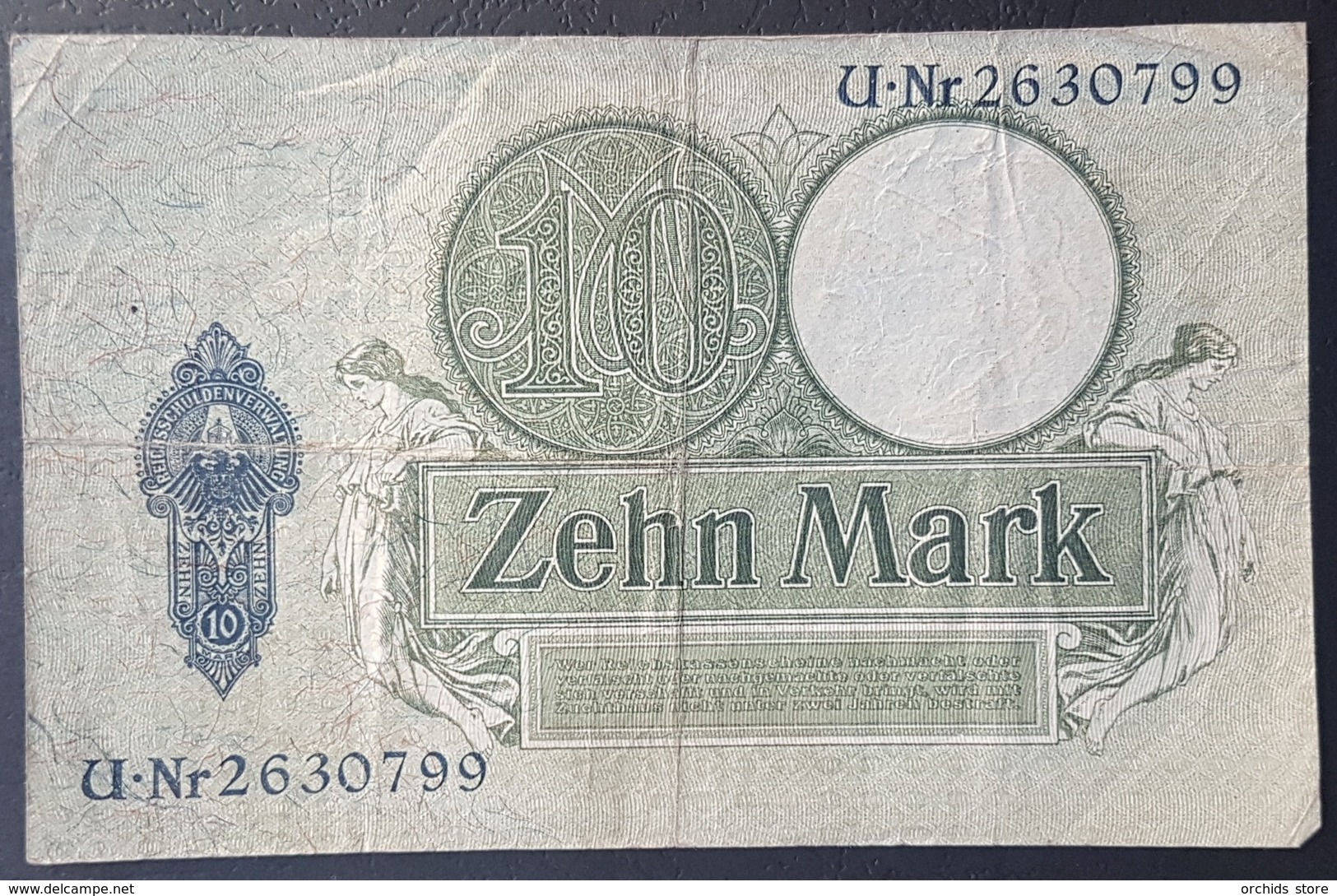 EBN5 - Germany 1906 Banknote 10 Mark Pick 9b #U 2630799 - 10 Mark