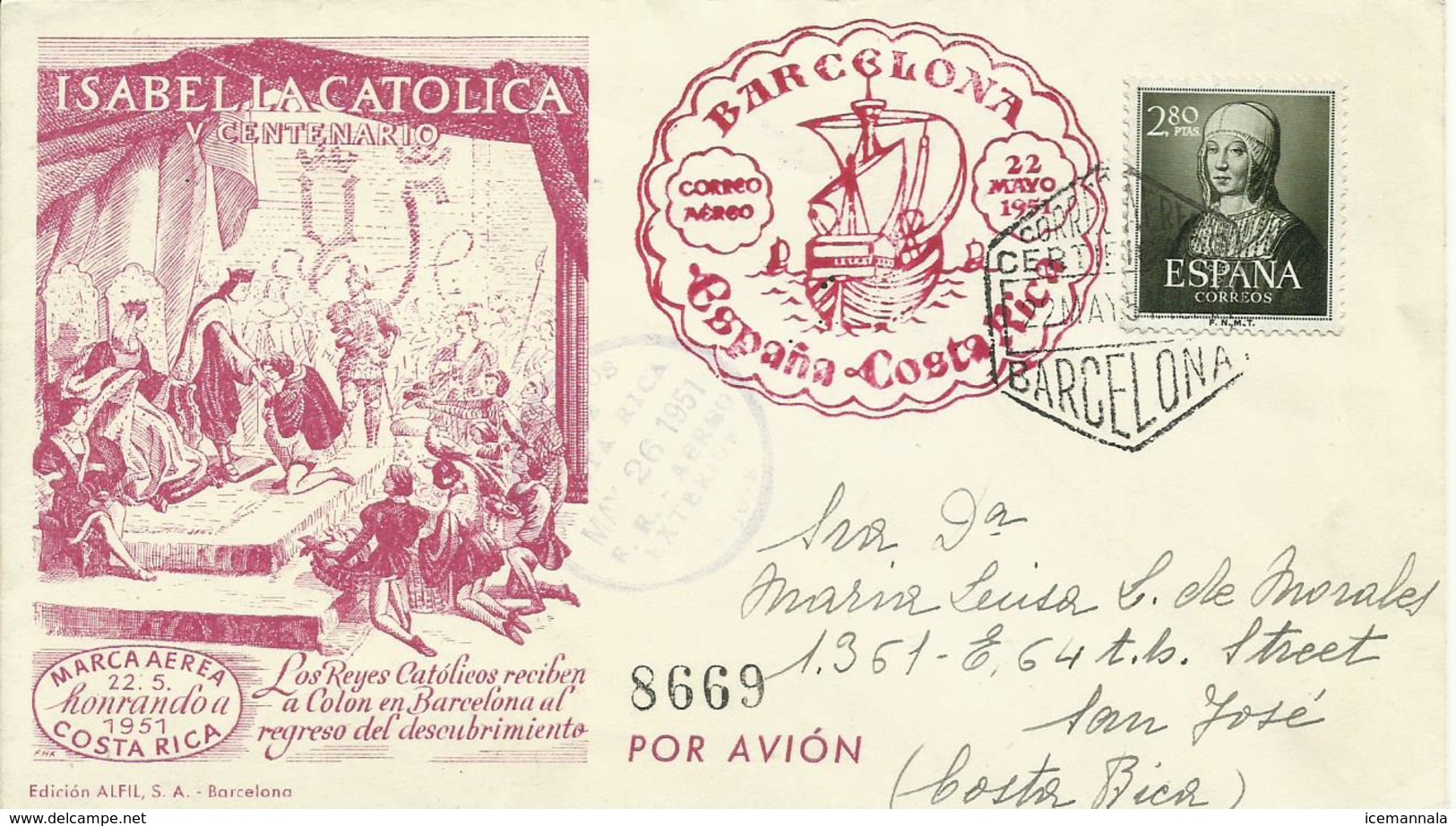 ESPAÑA SOBRE  CENTENARIO ISABEL LA CATOLICA - Cartas & Documentos