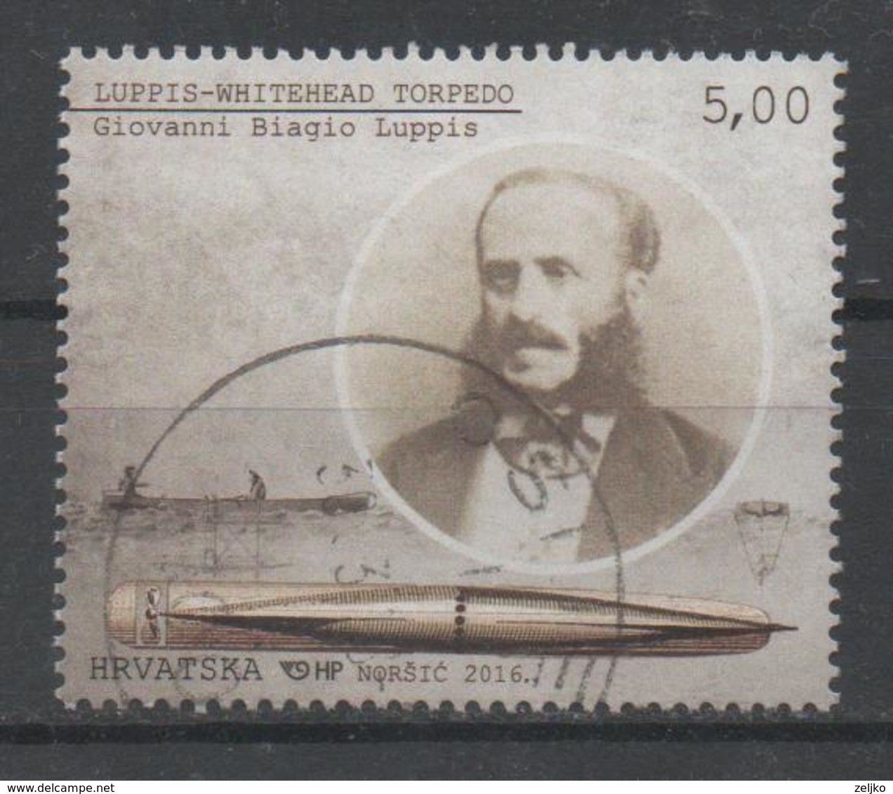 Croatia 2016, Used, Michel 1925, Inventions, Torpedo, Luppis - Croatia