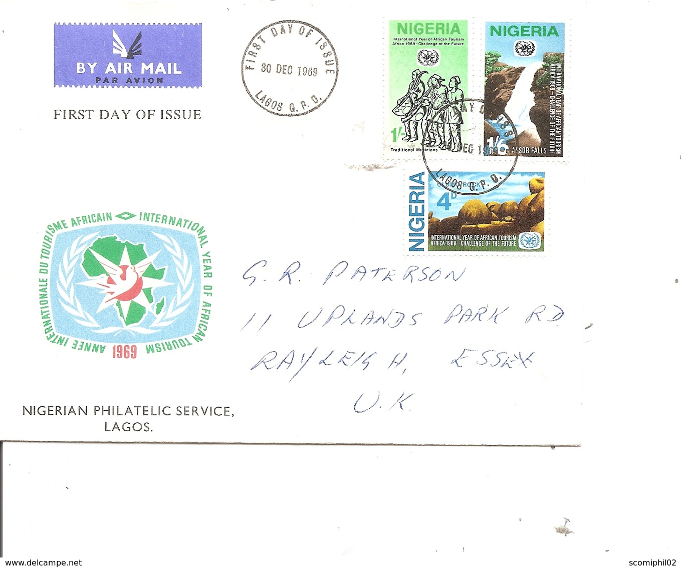 Nigéria - Tourisme ( FDC De 1969 Voyagé Vers La Grande-Bretagne à Voir) - Nigeria (1961-...)