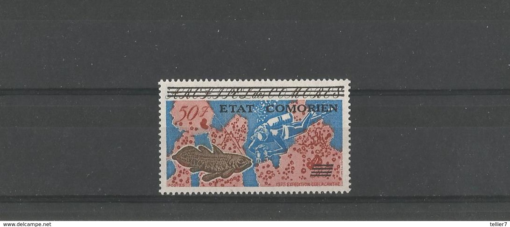 COMORES - TIMBRES SURCHARGES NEUFS* N° 121 - PA - 1975 - POISSON - FINE TRACE DE CHARNIERE - VOIR SCANS - Comores (1975-...)