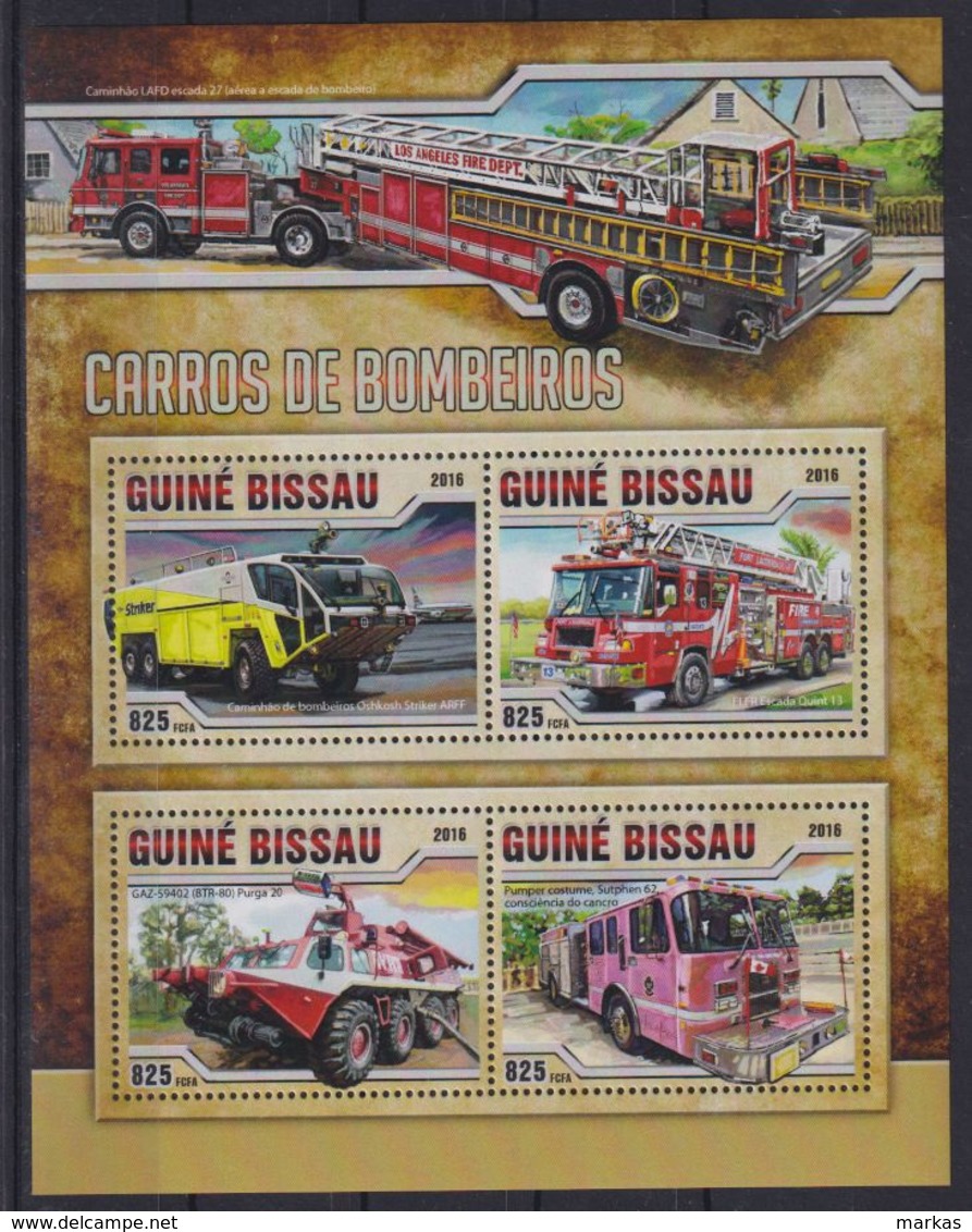 F90. Guinea-Bissau - MNH - 2016 - Transport - Fire Trucks - Autres & Non Classés