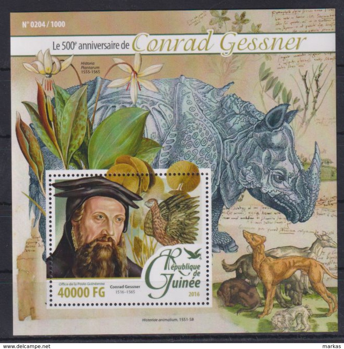 L90. Guinea - MNH - 2016 - Nature - Animals - Conrad Gessner - Bl. - Autres & Non Classés