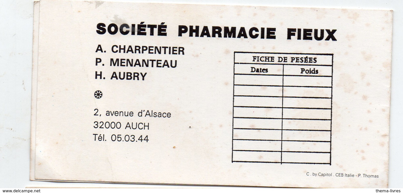 Auch (32 Gers)  Calendrier 1981 PHARMACIE FIEUX (aérostation) (PPP16804) - Petit Format : 1981-90