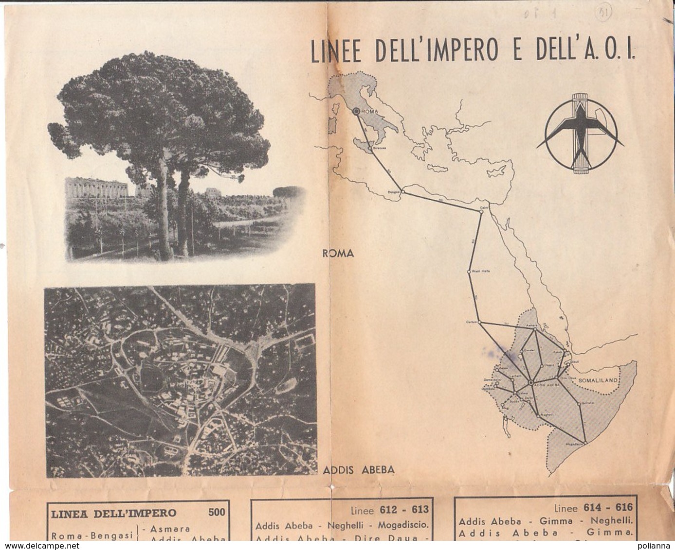 B2094 - CARTINA All. Rivista Panorama 1939 - AFRICA ORIENTALE IT. - ALA LITTORIA LINEE DELL'IMPERO - AVIAZIONE ORARI - Aviazione