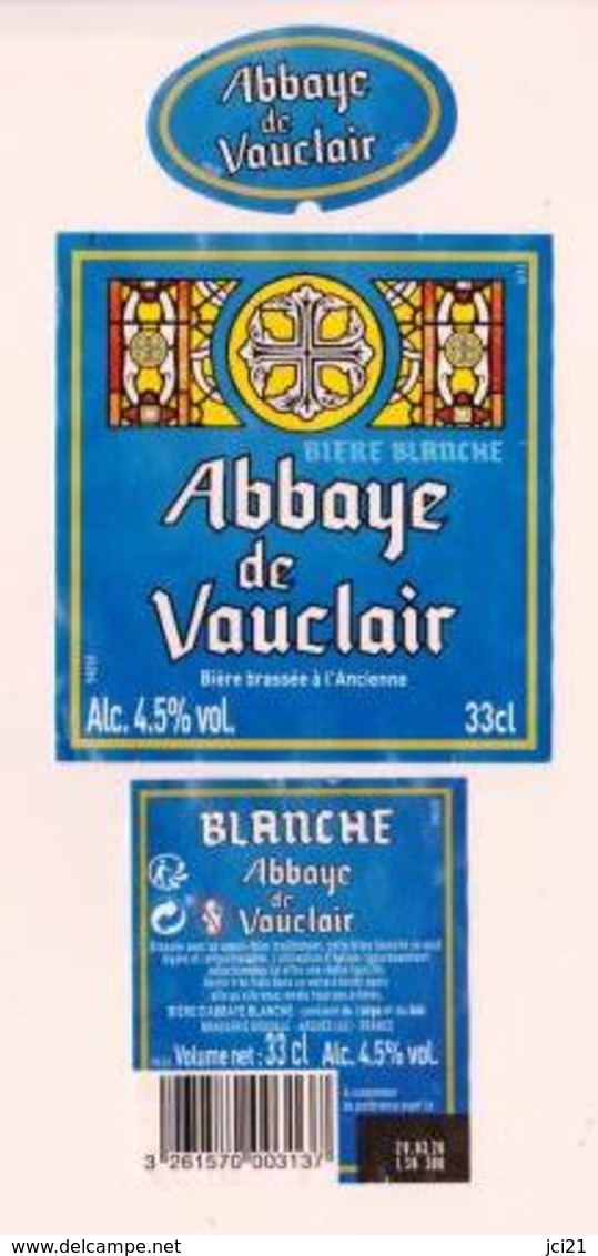 Étiquette, Contre étiquette Et Collerette De Bière " Abbaye De Vauclair BLANCHE "  (2893)_eb135 - Bière