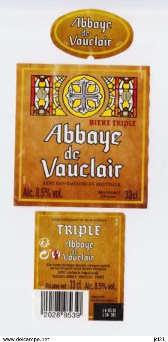 Étiquette, Contre étiquette Et Collerette De Bière " Abbaye De Vauclair TRIPLE "  (2894)_eb134 - Bière