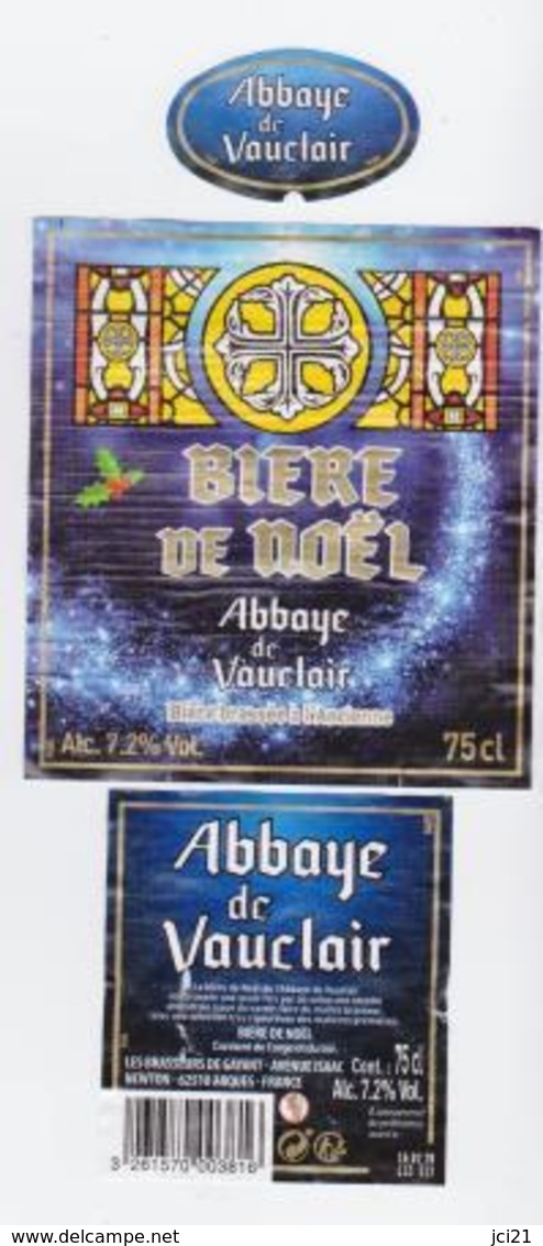 Étiquette, Contre étiquette Et Collerette De Bière " Abbaye De Vauclair Bière De NOEL "  (2895)_eb133 - Bière