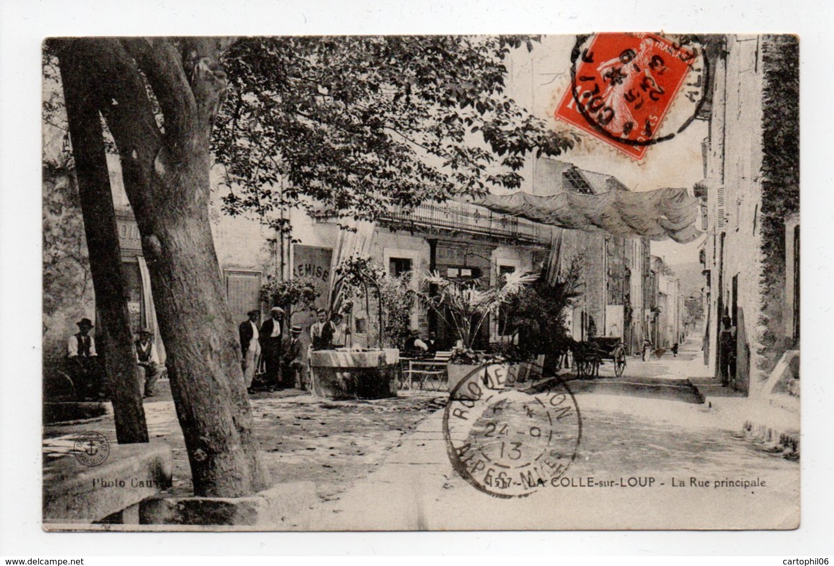 - CPA LA COLLE-SUR-LOUP (06) - La Rue Principale 1913 - Photo Cauvin 1517 - - Autres & Non Classés