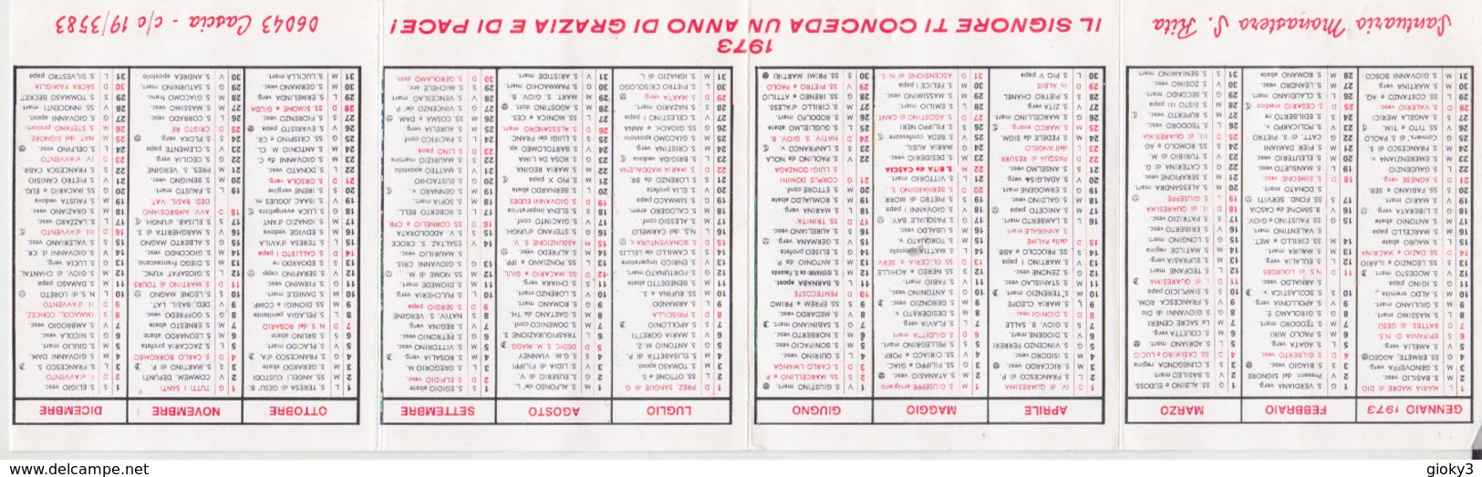 CALENDARIO 1973 SANTA RITA PICCOLO - Petit Format : 1971-80