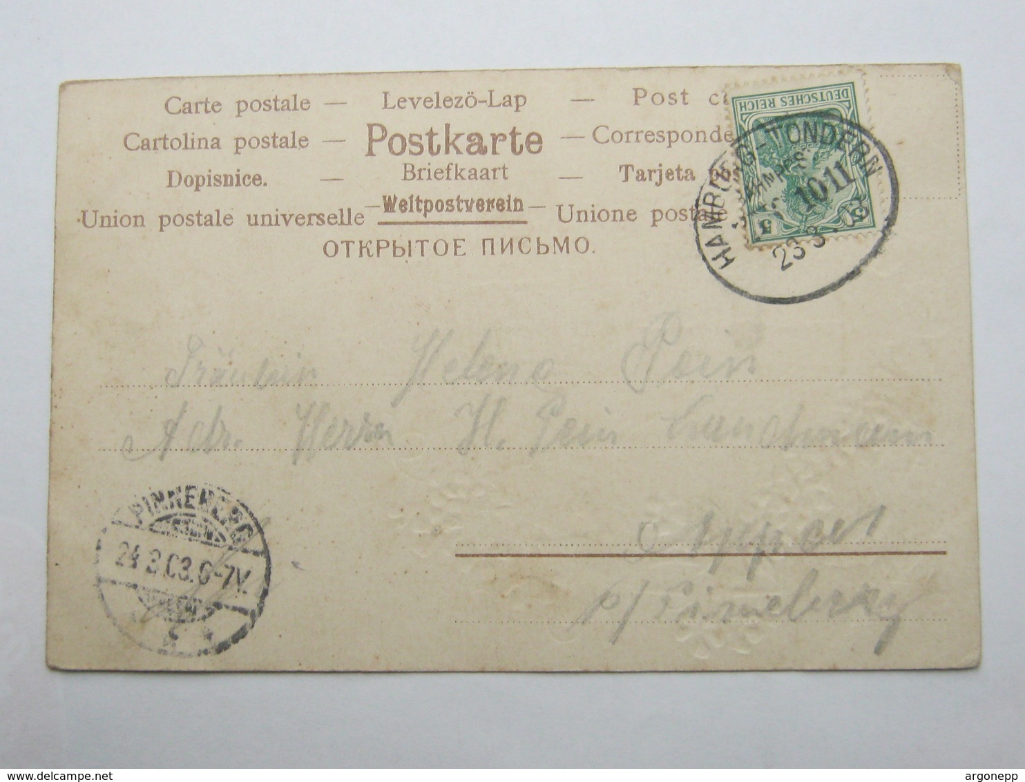 1903 , HAMBURG - TONDERN   , Bahnpost ,  Klarer Stempel Auf   Karte - Briefe U. Dokumente