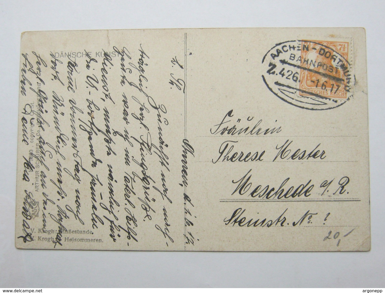 1917 , AACHEN - DORTMUND  , Bahnpost ,  Klarer Stempel Auf   Karte - Briefe U. Dokumente