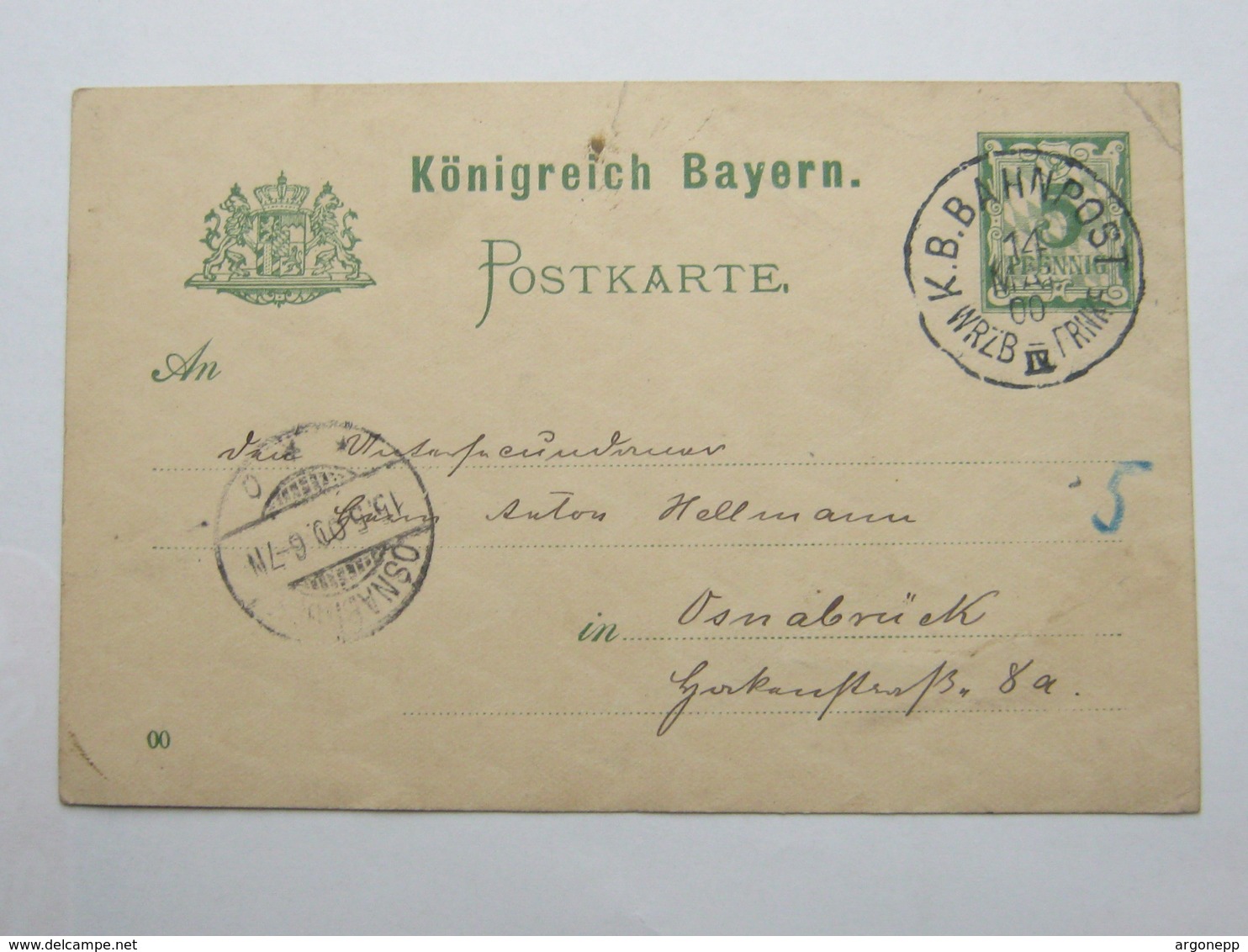 1900 , WRZB - FRNKF    IV  , Bahnpost ,  Klarer Stempel Auf   Karte - Ganzsachen