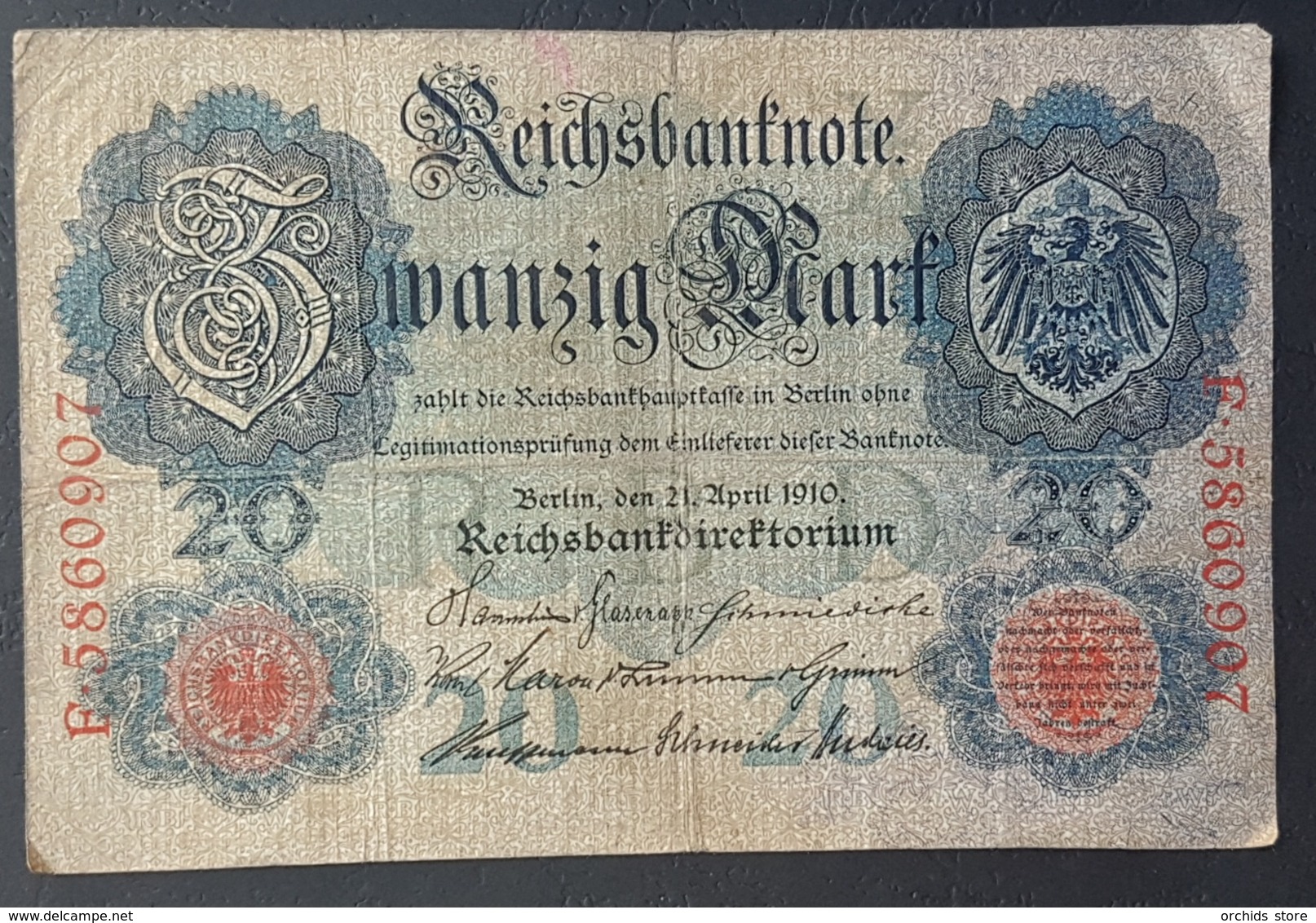 EBN5 - Germany 1906 Banknote 20 Mark Pick 25b #E.5860907 - 20 Mark