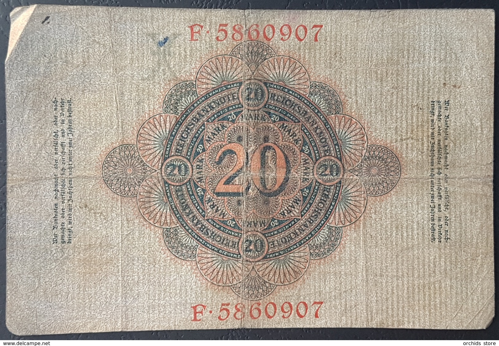 EBN5 - Germany 1906 Banknote 20 Mark Pick 25b #E.5860907 - 20 Mark