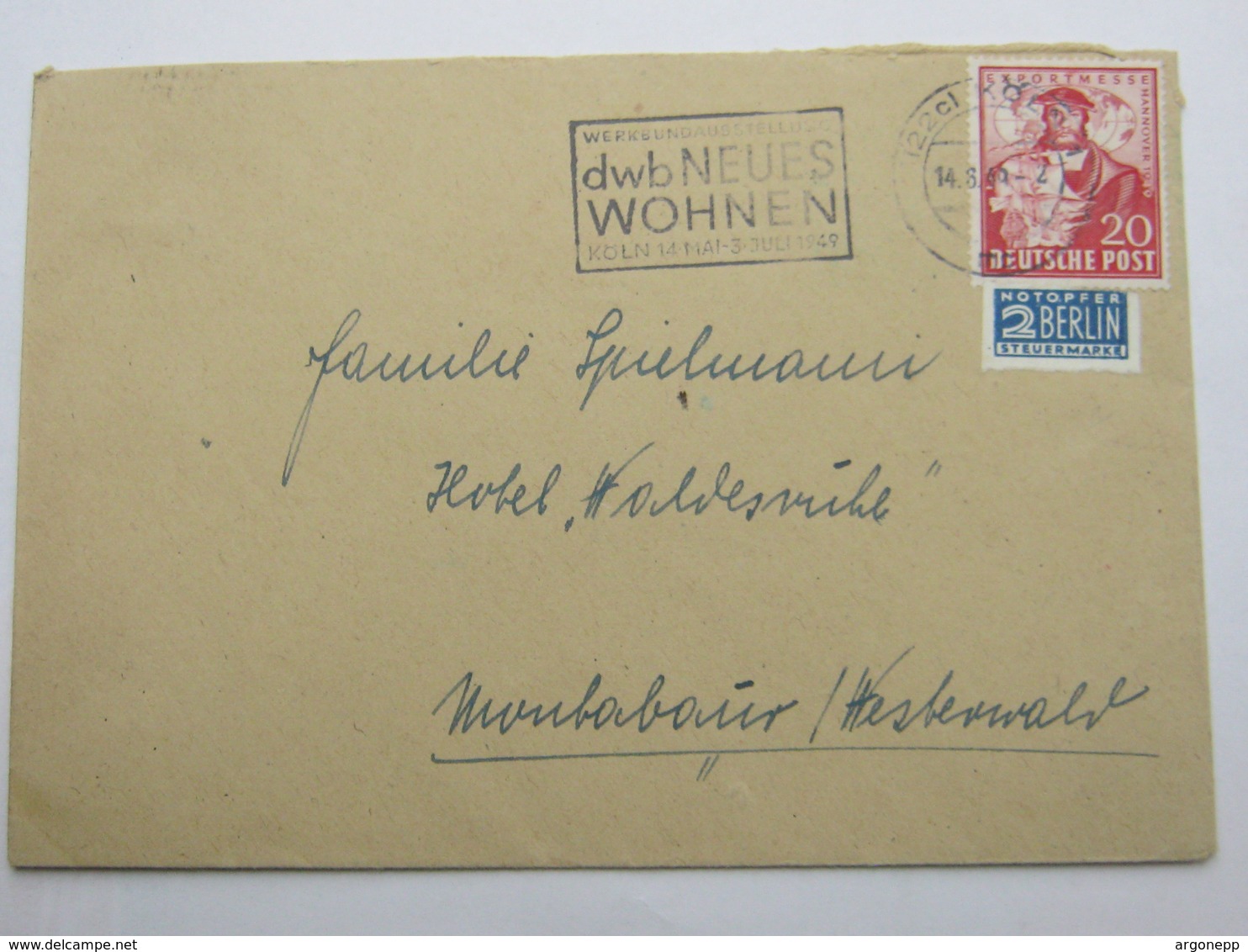 1949 , KÖLN  -  Werkbundausstellung  , Glasklarer Maschinenstempel  Auf   Brief, Recht Selten - Sonstige & Ohne Zuordnung