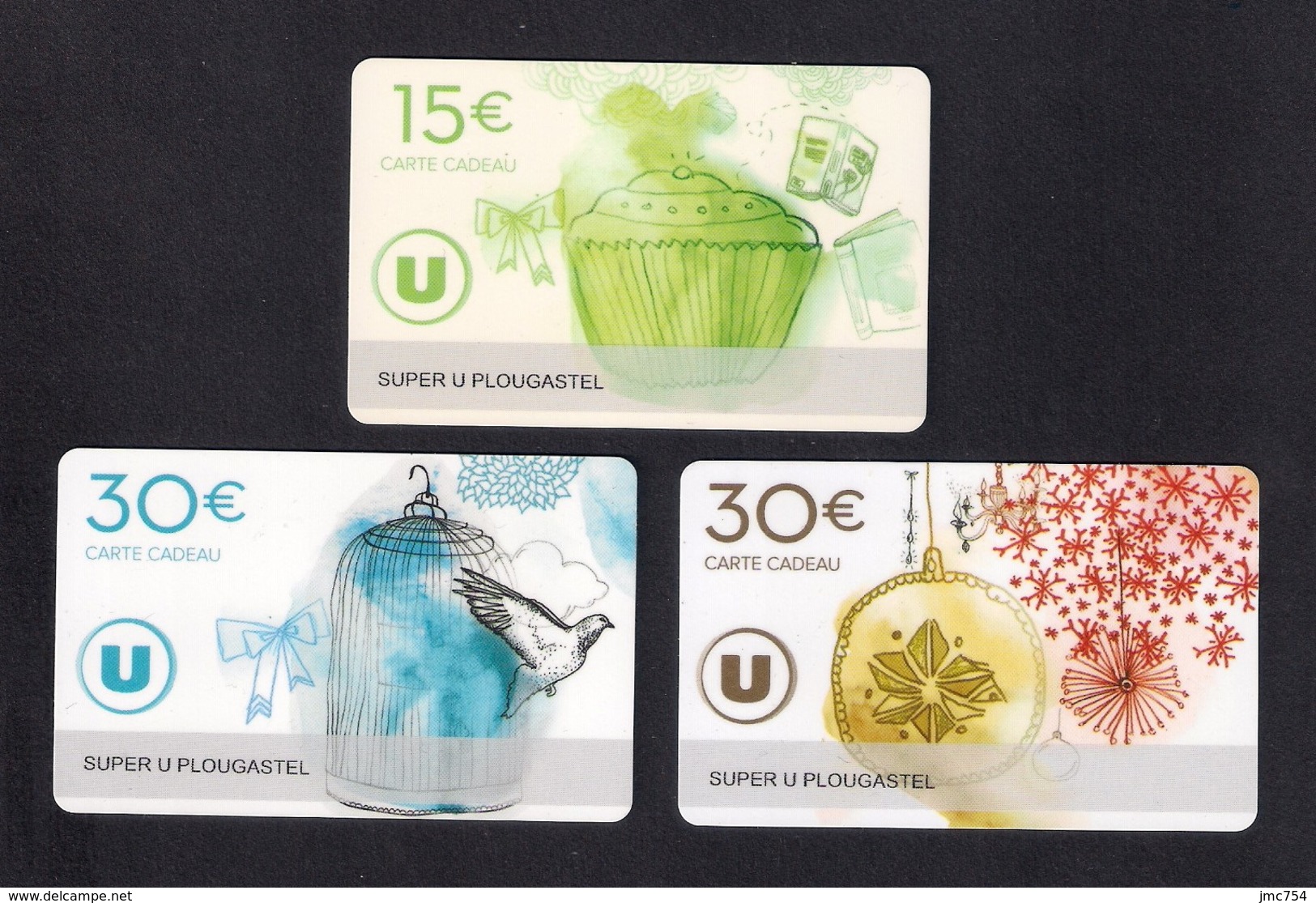 3  Carte Cadeau SUPER U  PLOUGASTEL (29).   Gift Card. Geschenkkarte - Cartes Cadeaux