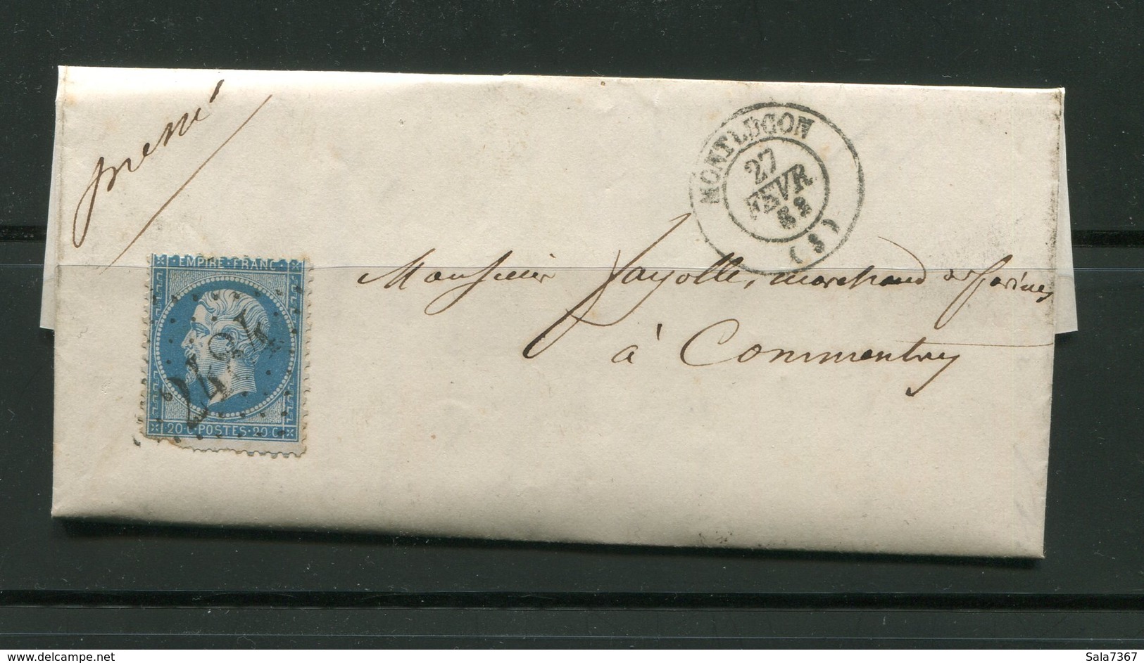 Lettre De 1863 De MONTLUCON (3)- Y&T N°22- GC 2484 - 1862 Napoleone III