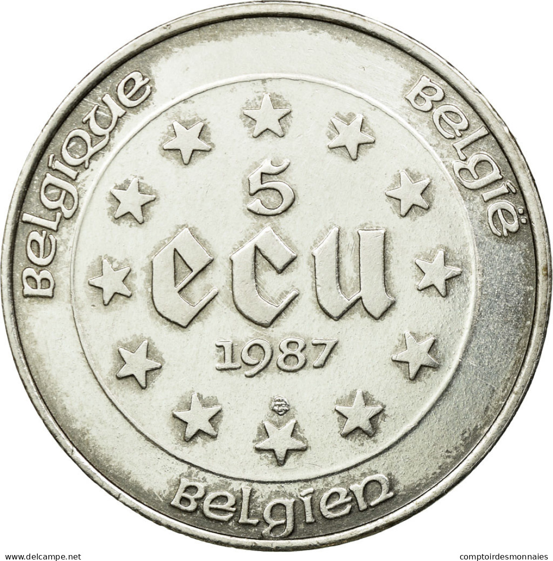 Monnaie, Belgique, 5 Ecu, 1987, SUP, Argent, KM:166 - Ecu