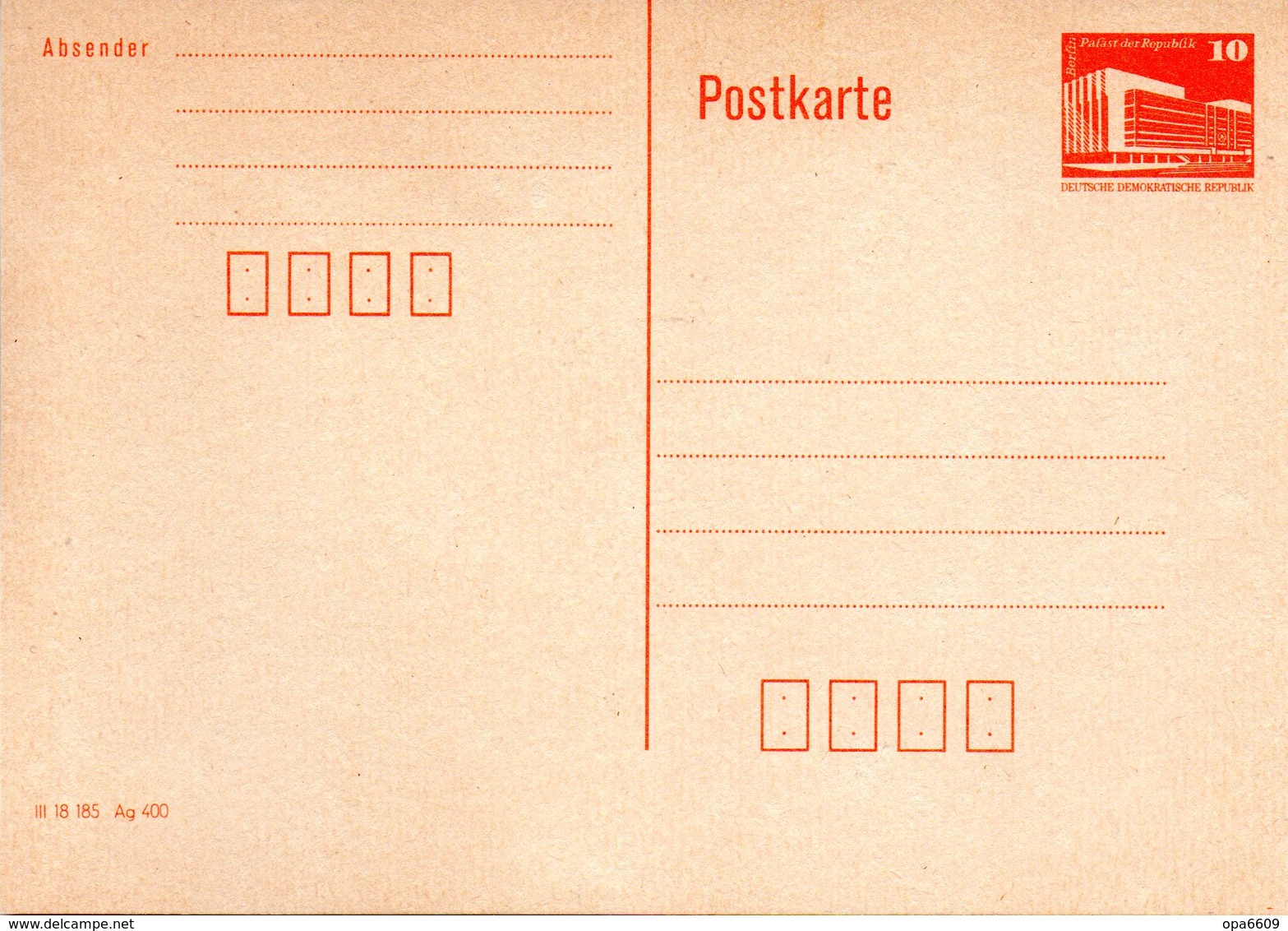 DDR Amtl. GZS-Postkarte P86 II 10Pf. Orange "Palast Der Republik, Berlin" Ungebraucht - Postkarten - Ungebraucht