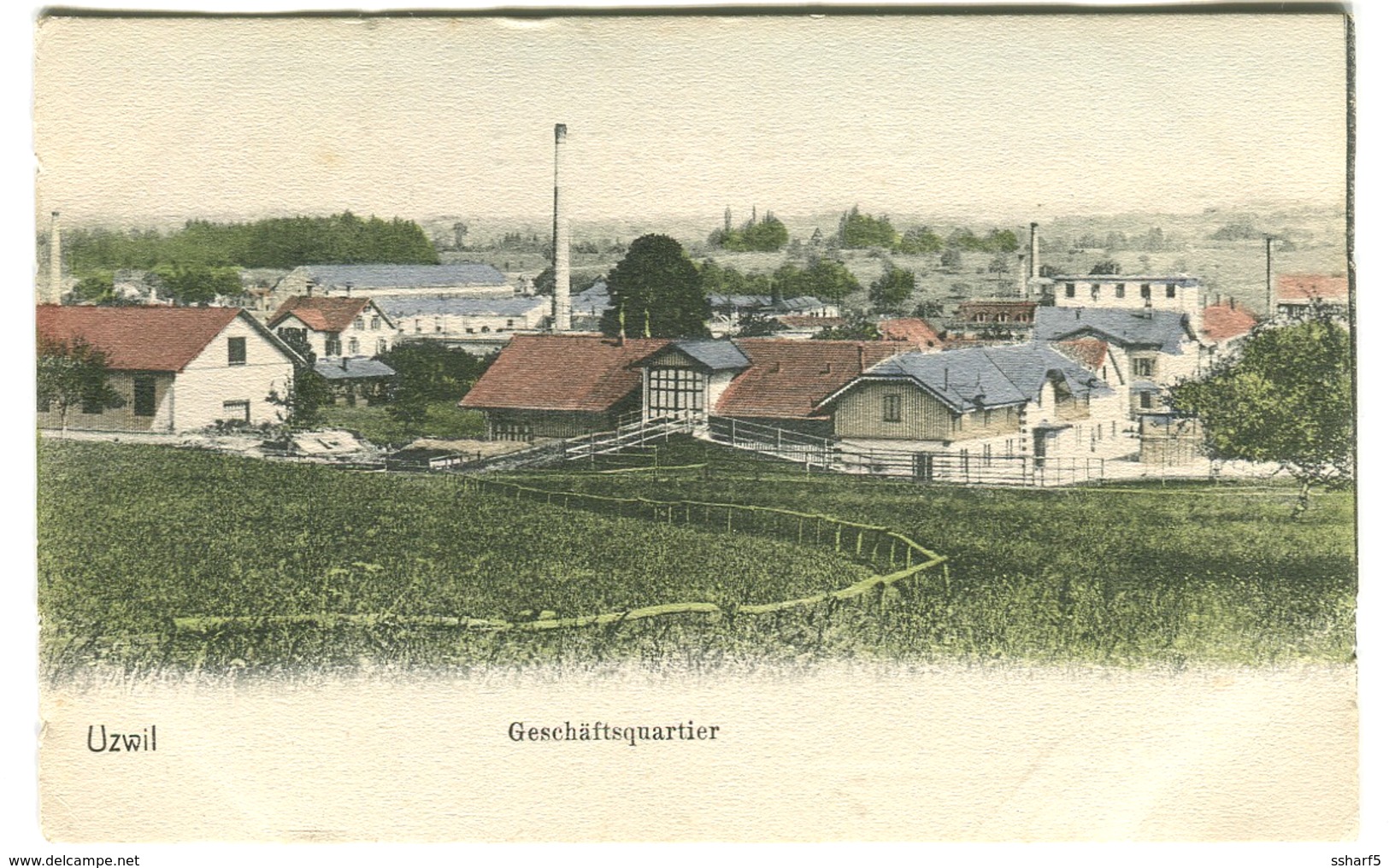 AK Uzwil Farbig Geschäftsqiuartier Um 1907 - Uzwil