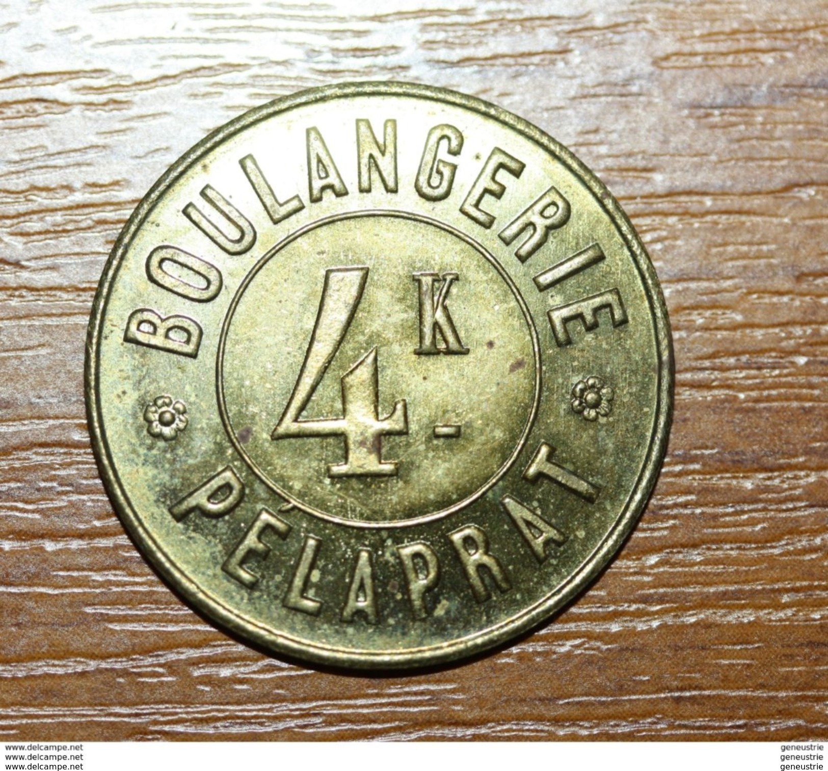 Très Beau Jeton De Nécessité "4k (de Pain) Boulangerie Pélaprat" French Emergency Token - Monetary / Of Necessity