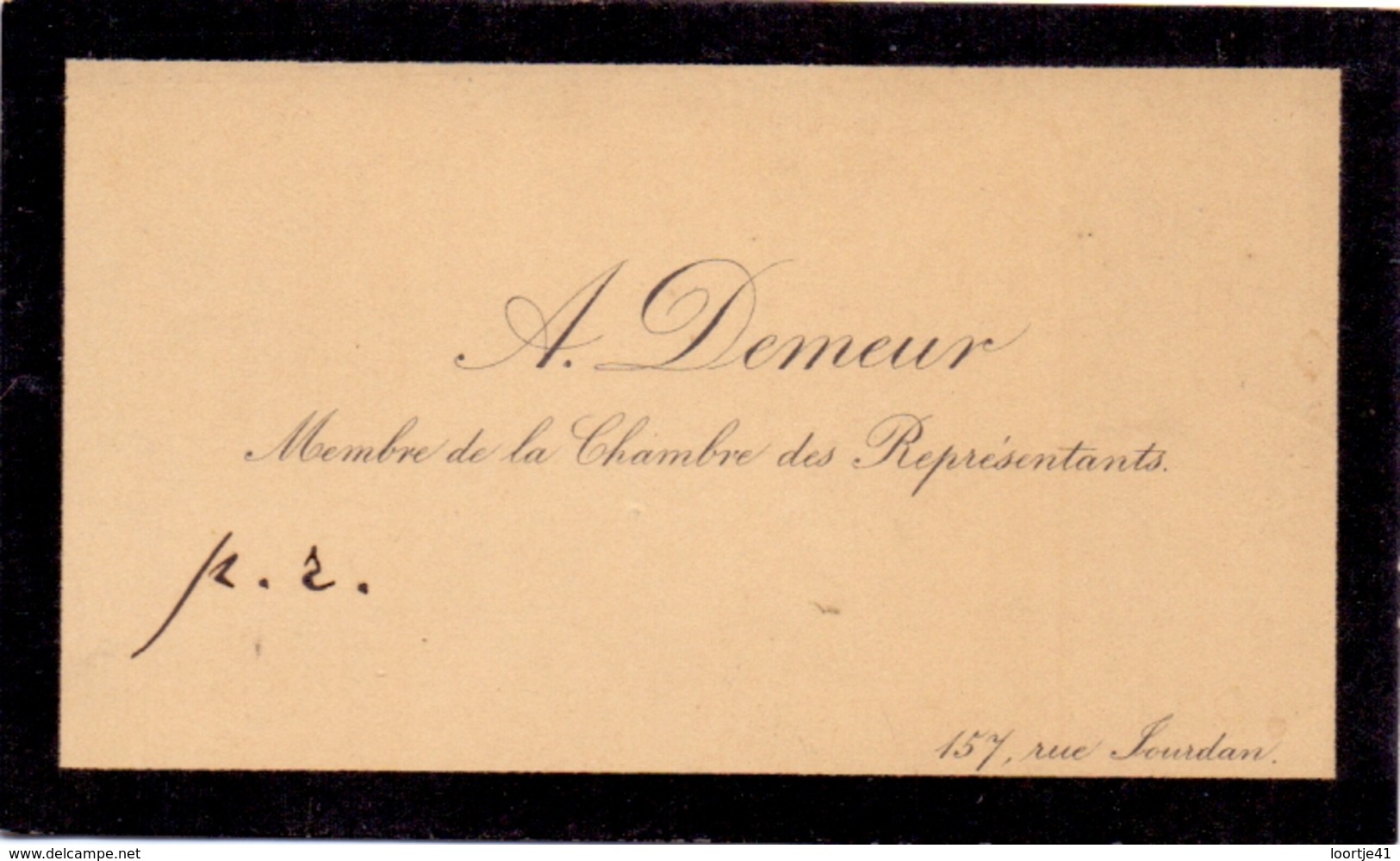 Visitekaartje - Carte Visite - A. Demeur - Membre De La Chambre Des Représentants - Cartes De Visite