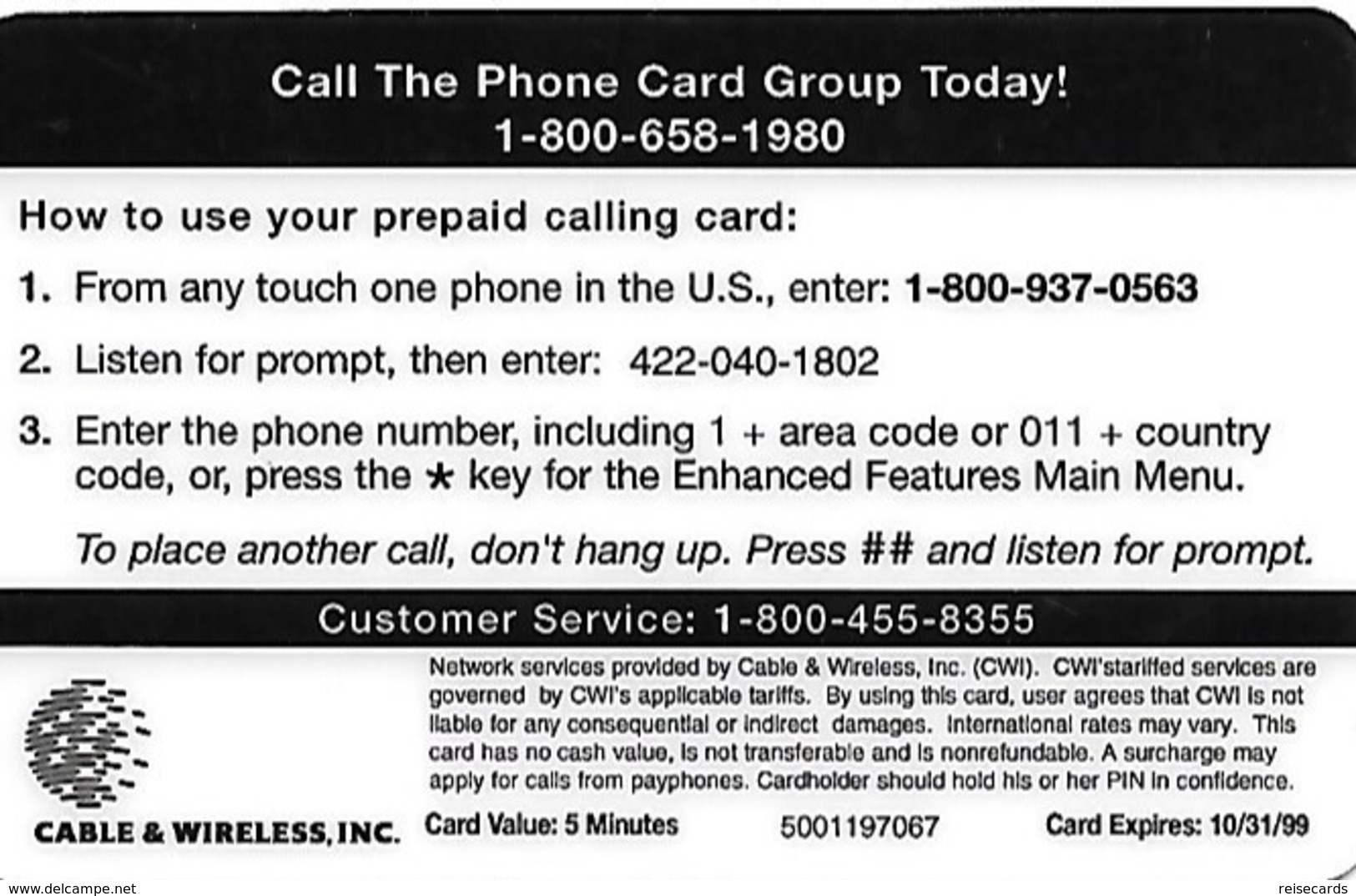 USA: Cable & Wireless - TeleCard World '97 Exposition New York - Autres & Non Classés