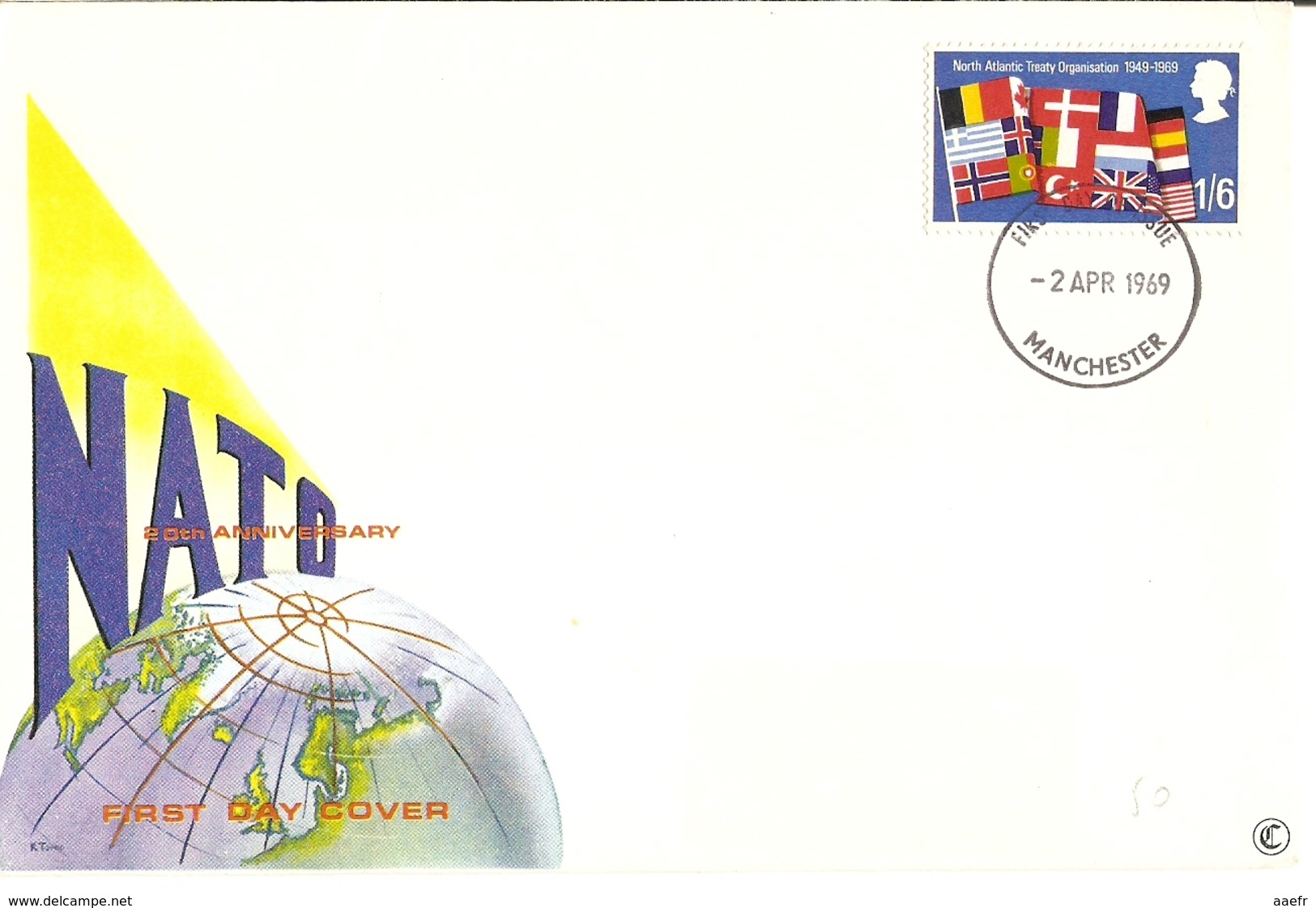 Grande-Bretagne 1969 - FDC - Nato - 20th Anniversary - Cachet Manchester - YT 560 - 1952-1971 Em. Prédécimales