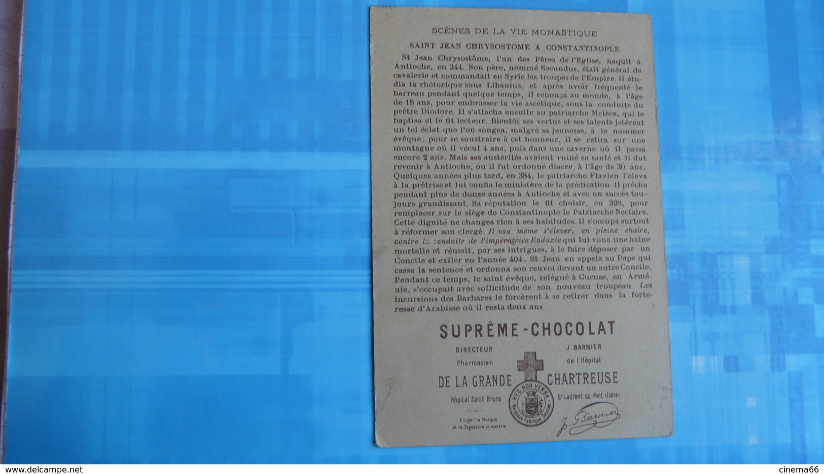 CHROMO : Editépar Le SUPREME CHOCOLAT : ST JEAN CHRYSOSME A CONSTANTINOPLE - Chocolat