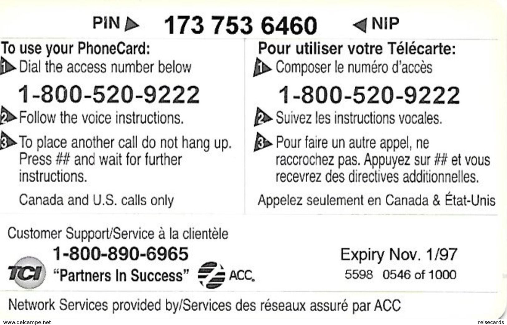 Canada: TCI ACC - TeleCard World '96 Exposition Toronto - Canada