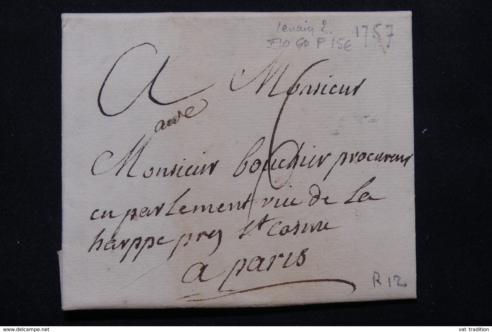 FRANCE - Lettre Pour Paris En 1757 - L 21192 - 1701-1800: Précurseurs XVIII