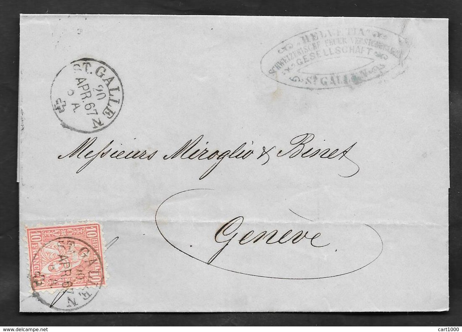 1867 10c. HELVETIA ST. GALLEN - Storia Postale