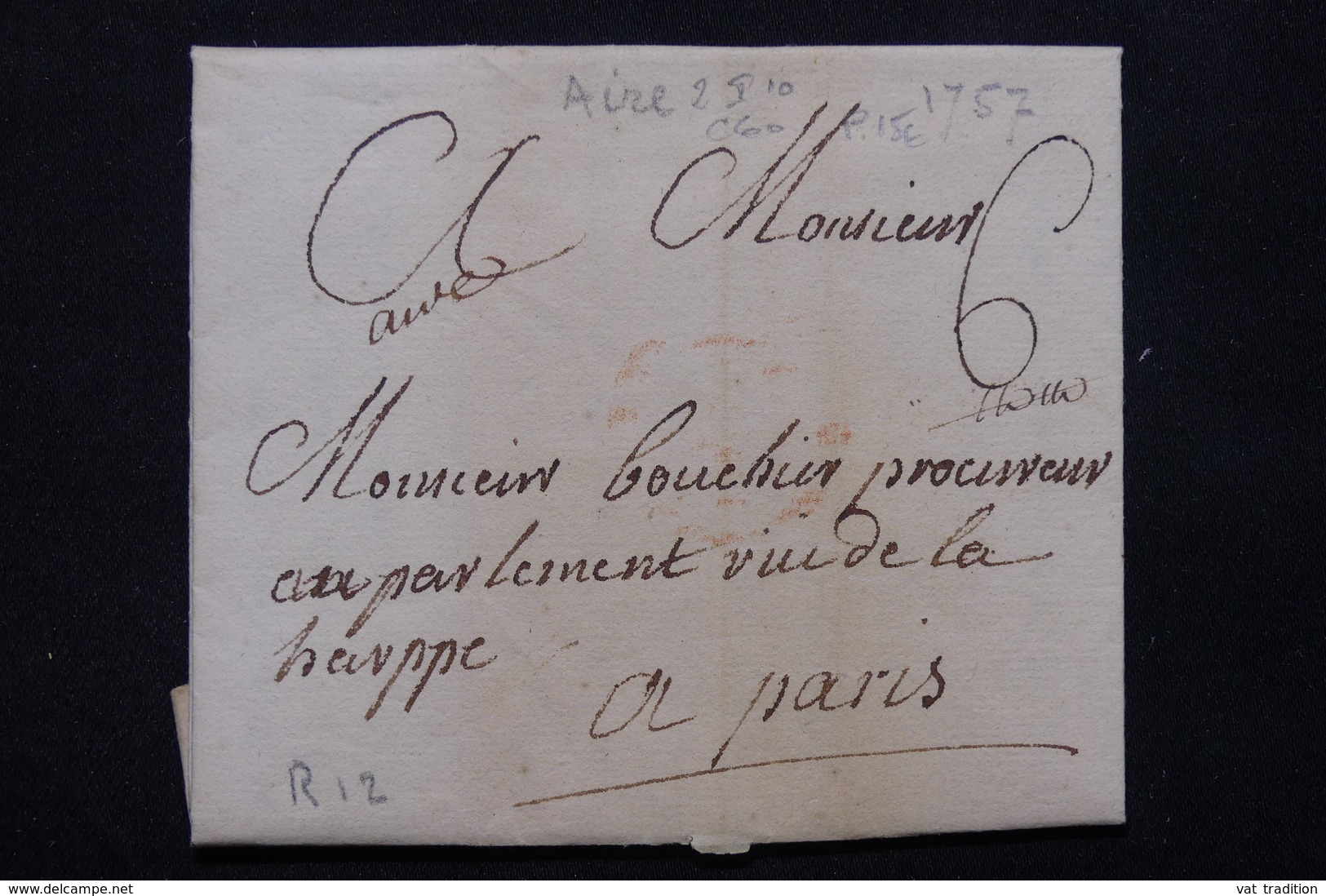 FRANCE - Lettre Pour Paris En 1757 - L 21193 - 1701-1800: Précurseurs XVIII