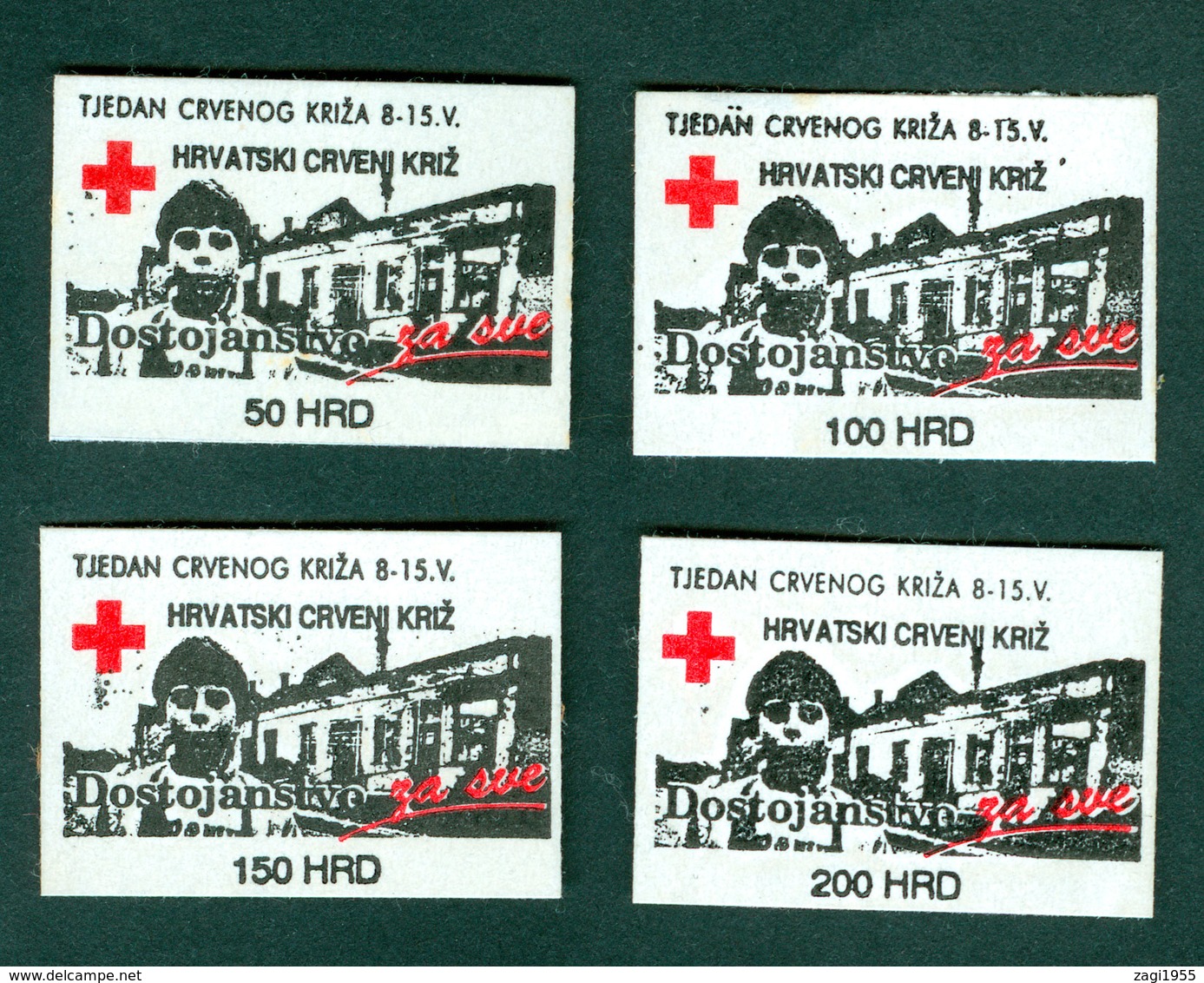 Croatia 1993 Red Cross Self-adhesive Stamps With 4 Different Face Value Michel 26 - Croatia